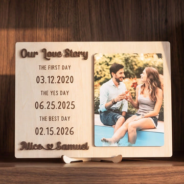 Personalized Love Story Photo Wood Sign Valentines Gift for Couple D98