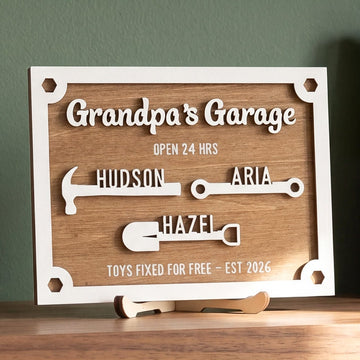 Personalized Grandpa Garage Wood Sign Unique Grandpa Gift Decor D70