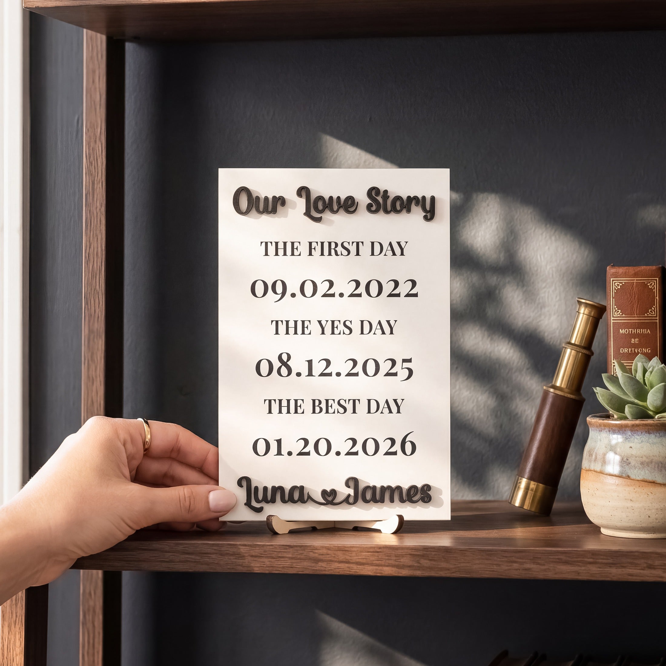 Personalized Love Story Wood Sign Romantic Anniversary Gift D99