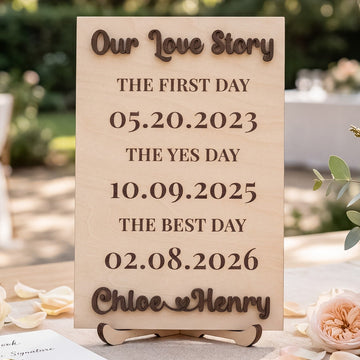 Personalized Love Story Wood Sign Romantic Anniversary Gift D99