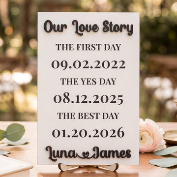 Personalized Love Story Wood Sign Anniversary Gift for Couple D99