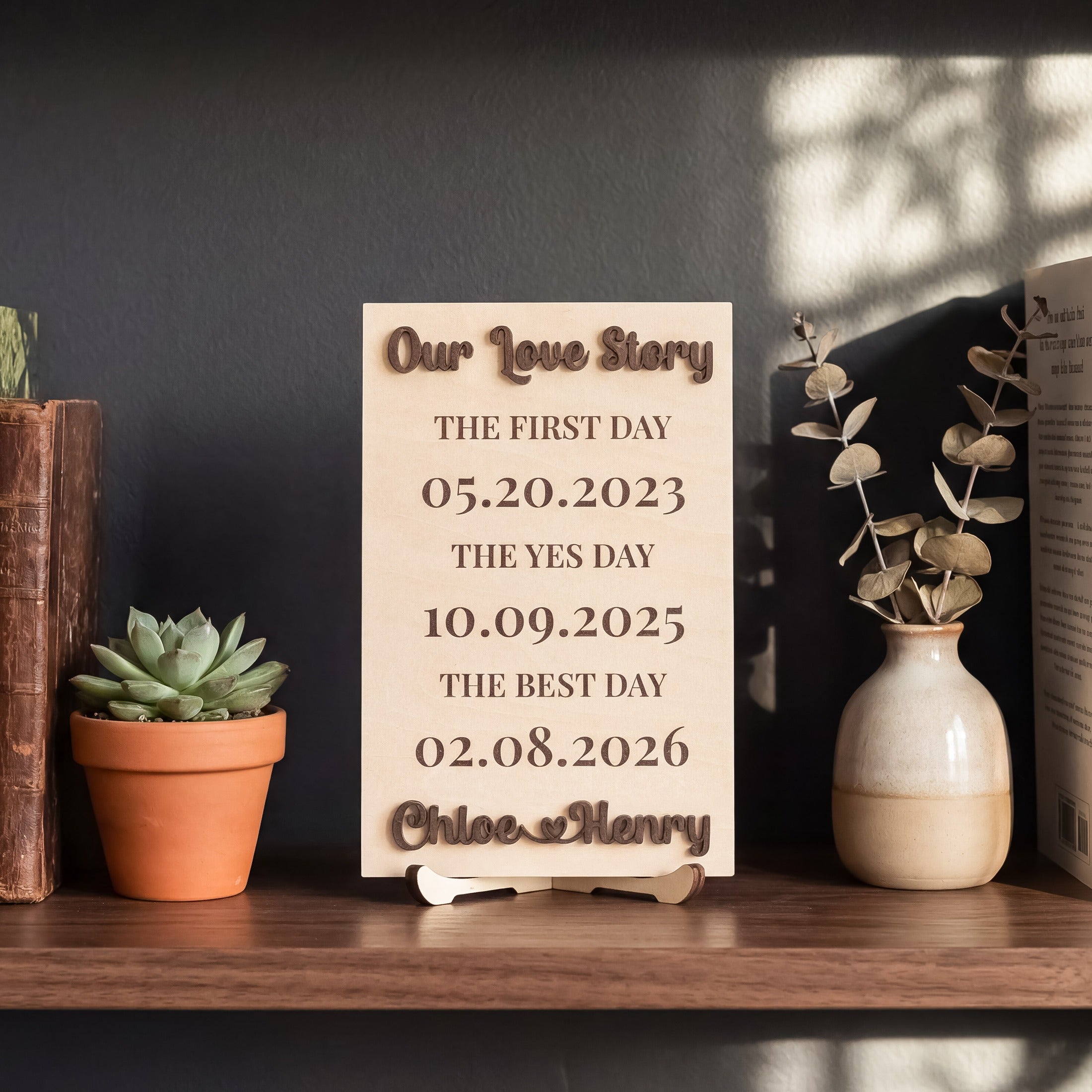Personalized Love Story Wood Sign Romantic Anniversary Gift D99
