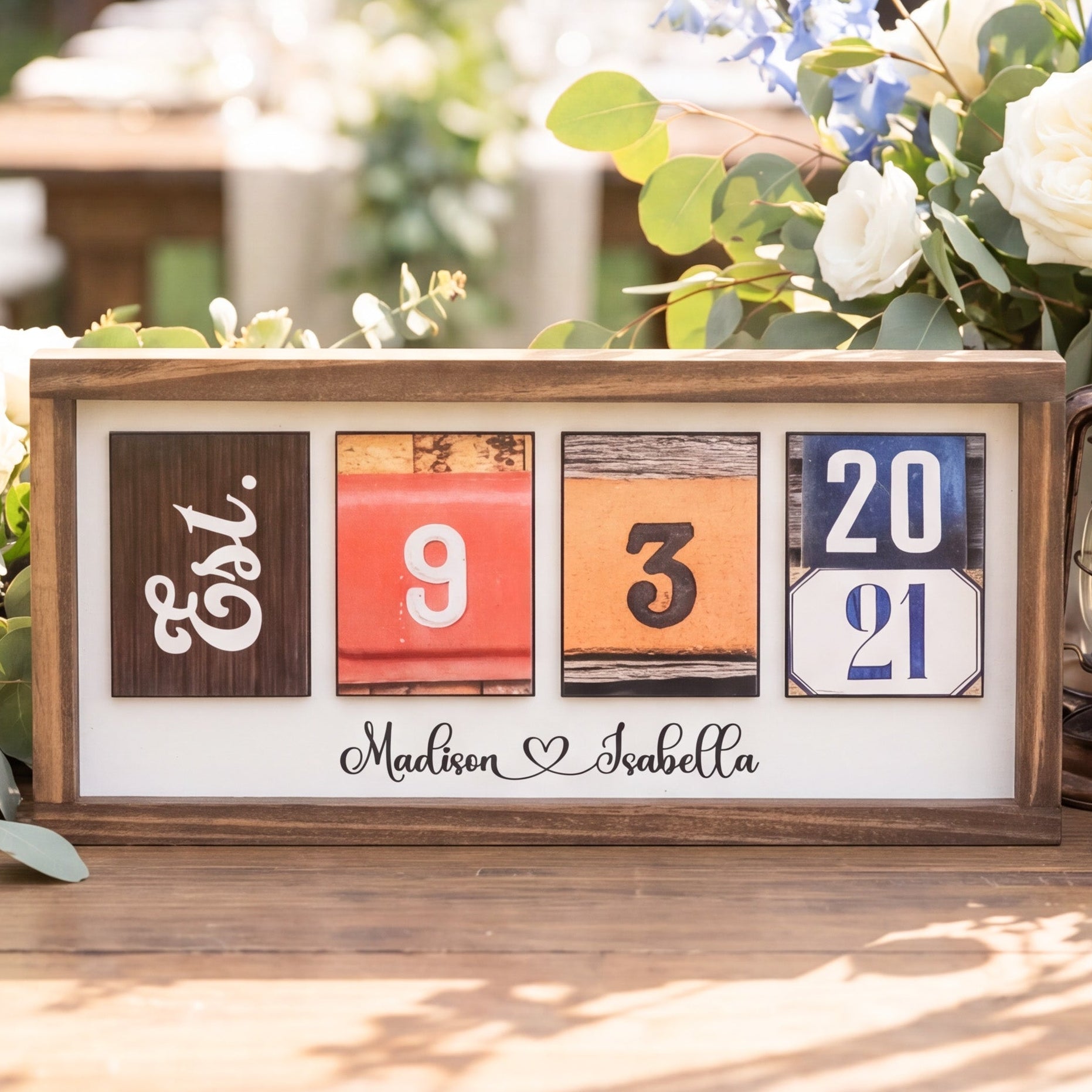 Personalized Wooden Date Block Sign Romantic Gift for Anniversary B08