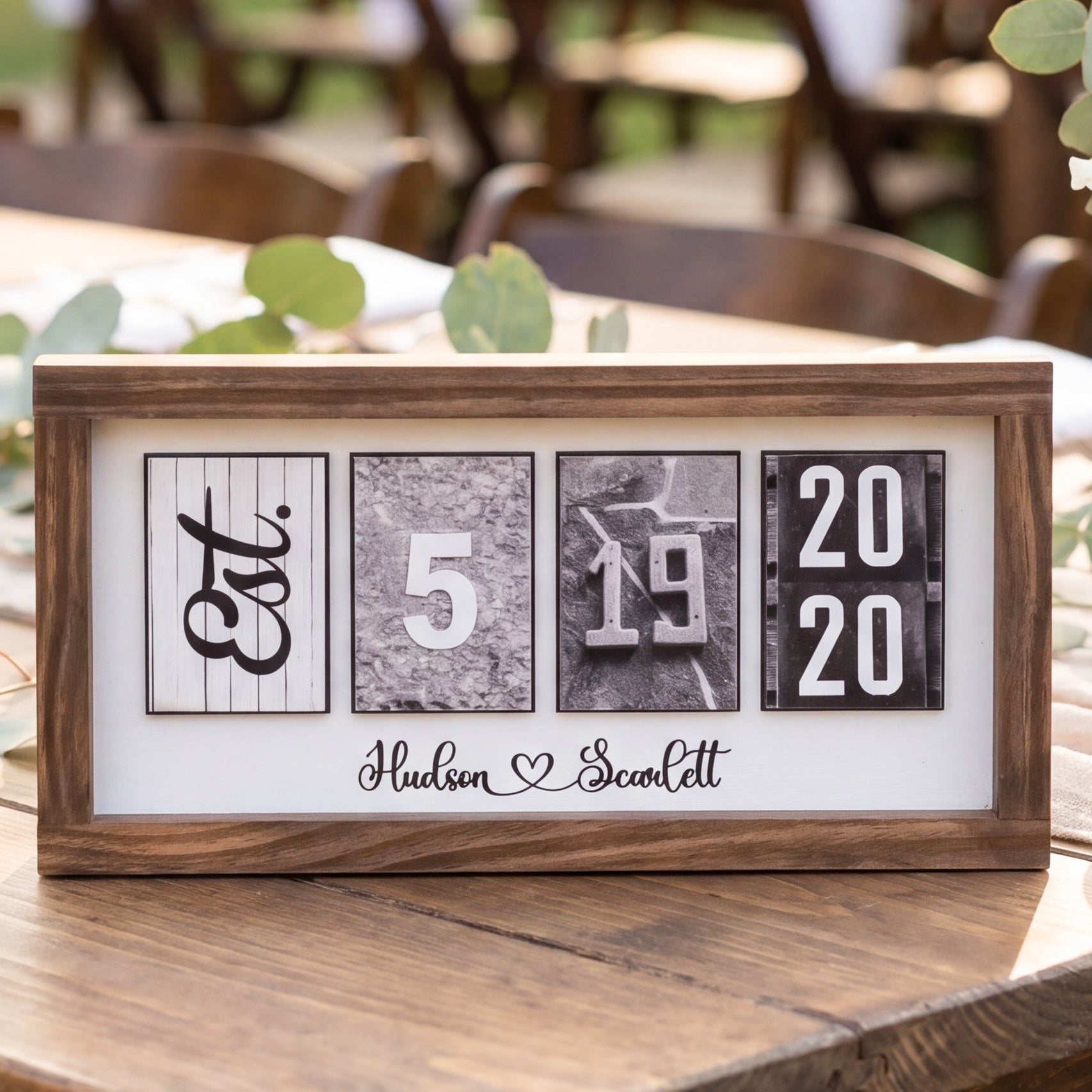 Personalized Wooden Date Block Sign Romantic Gift for Anniversary B08