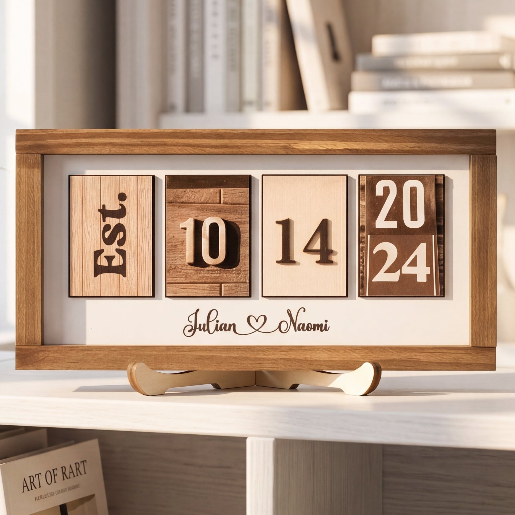 Personalized Wooden Date Block Sign Romantic Gift for Anniversary B08