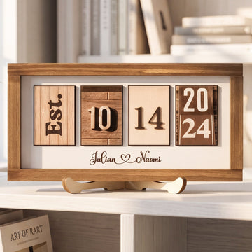 Personalized Wooden Date Block Sign Gift for Couple Farmhouse Decor B08