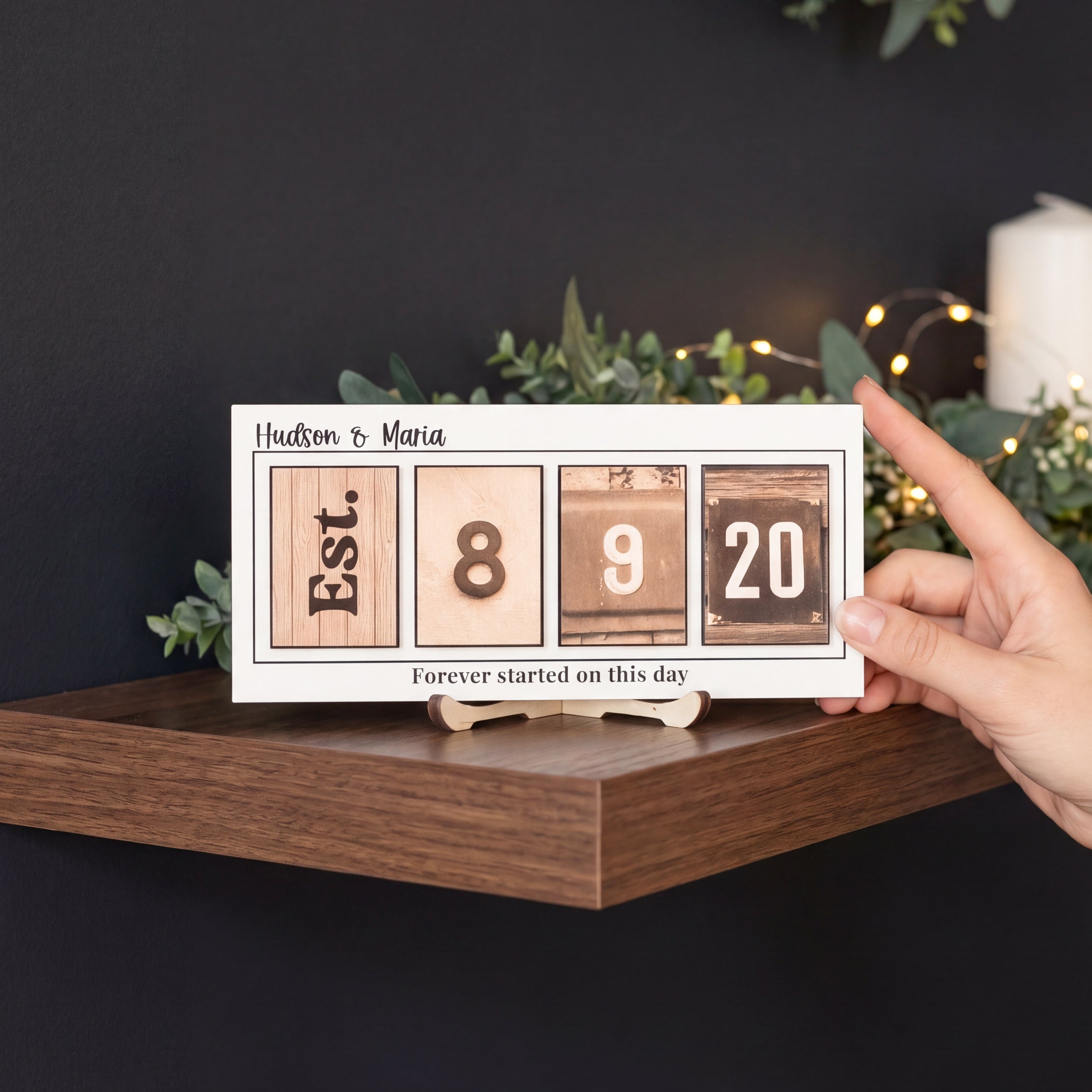 Personalized Wooden Date Block Sign Anniversary Gift Decor B09