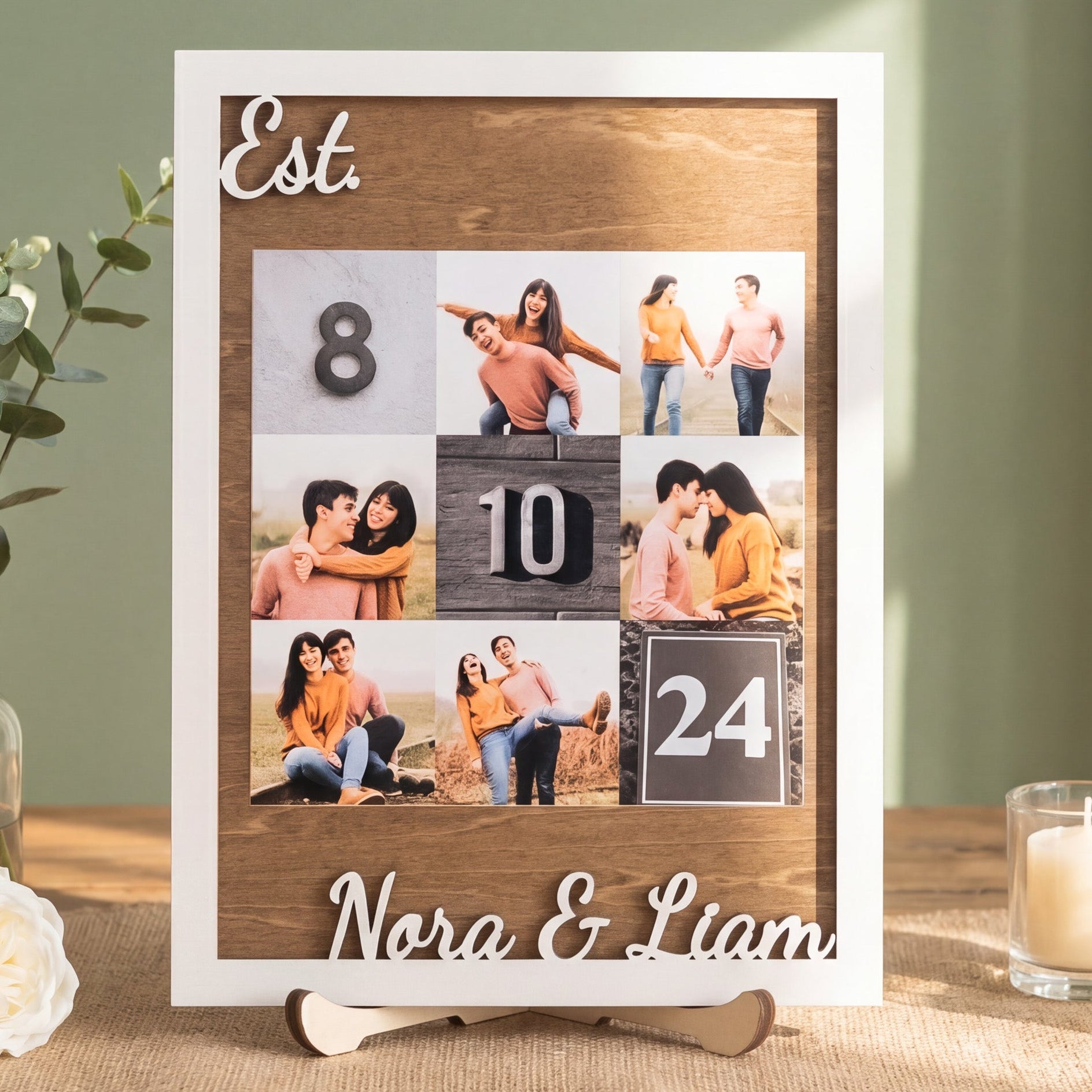 Personalized Couple Photo Collage Wood Sign Wedding Gift B13