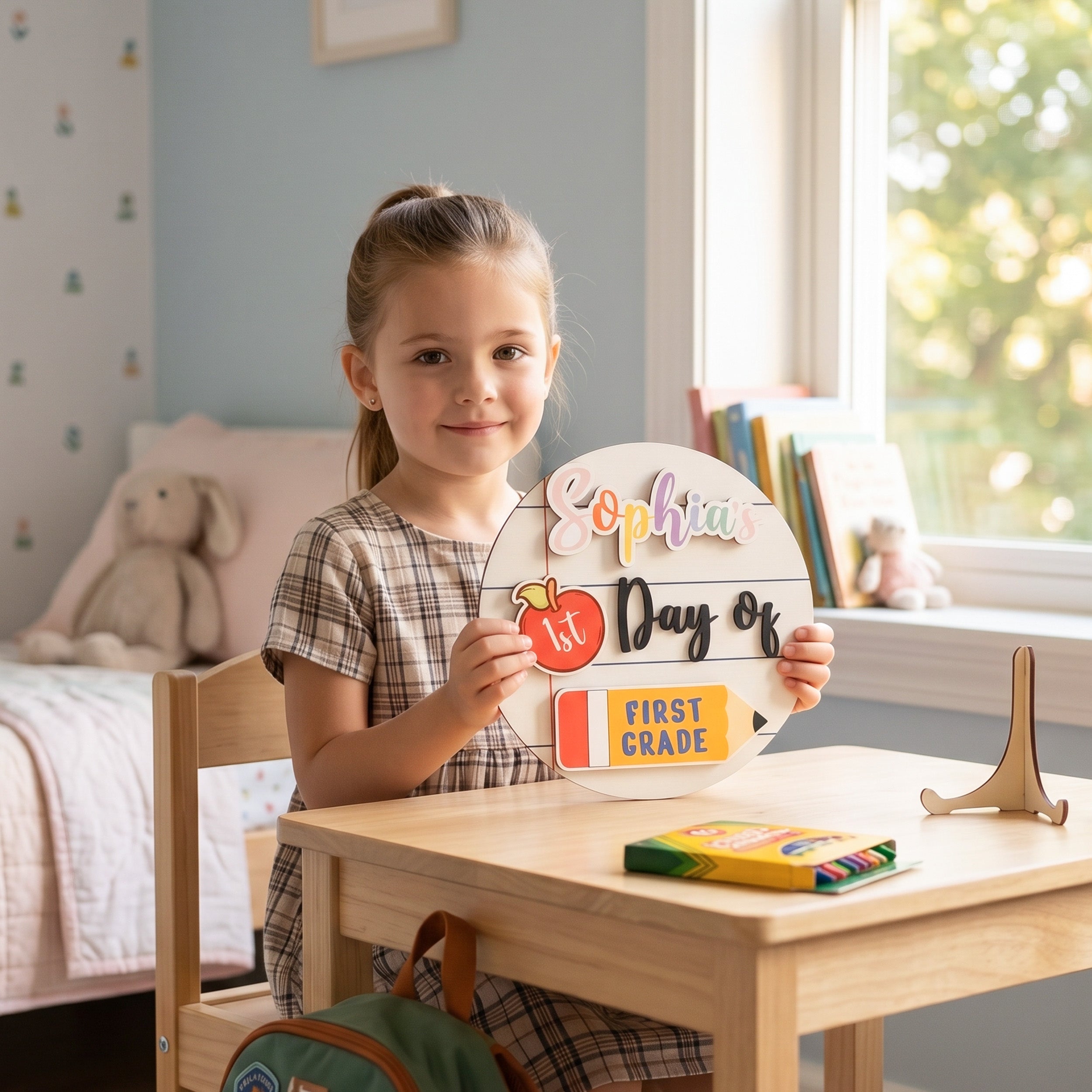 Personalized First Day of School Sign for Kindergarten Photos B24