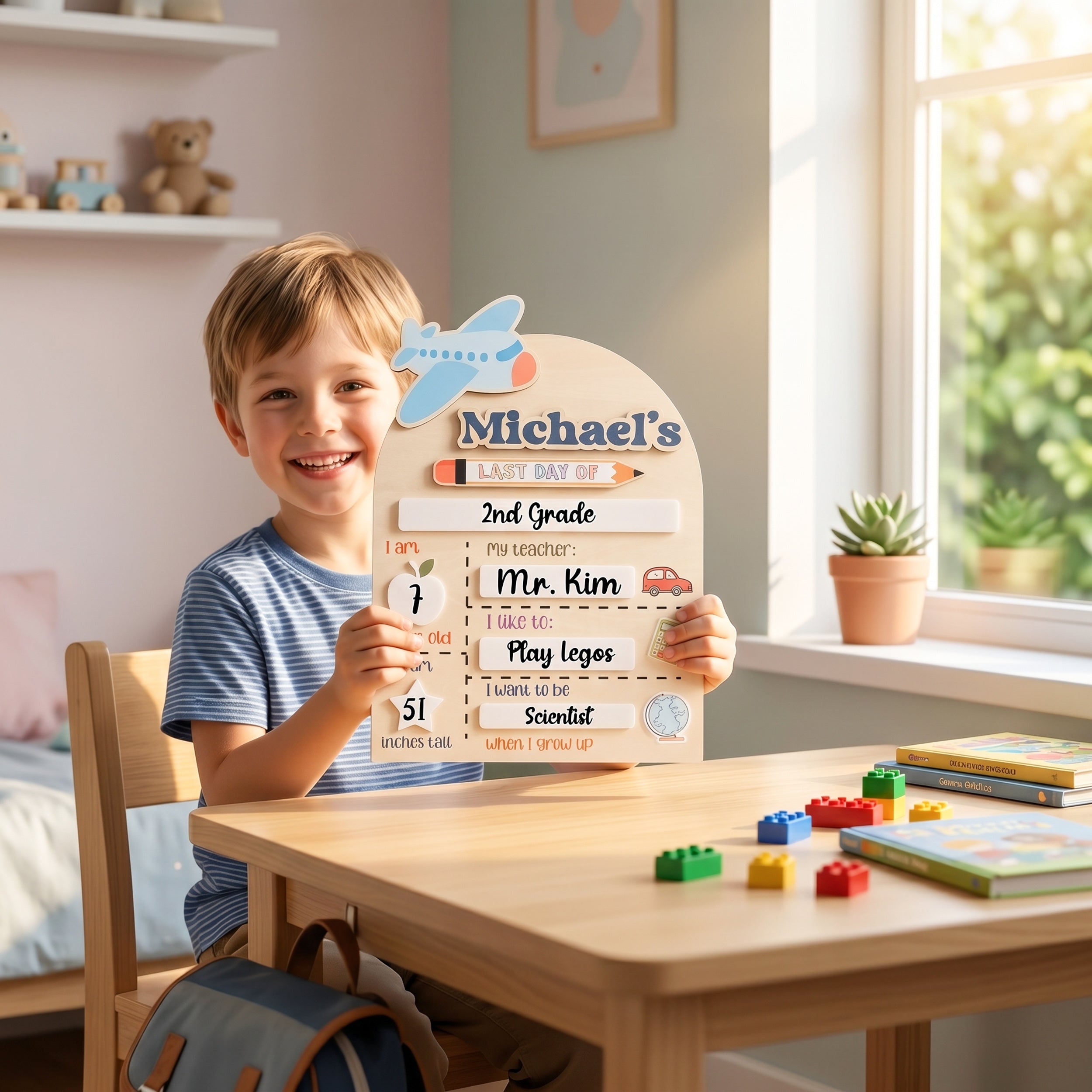 Personalized First Day of School Sign with Custom Name Board B27