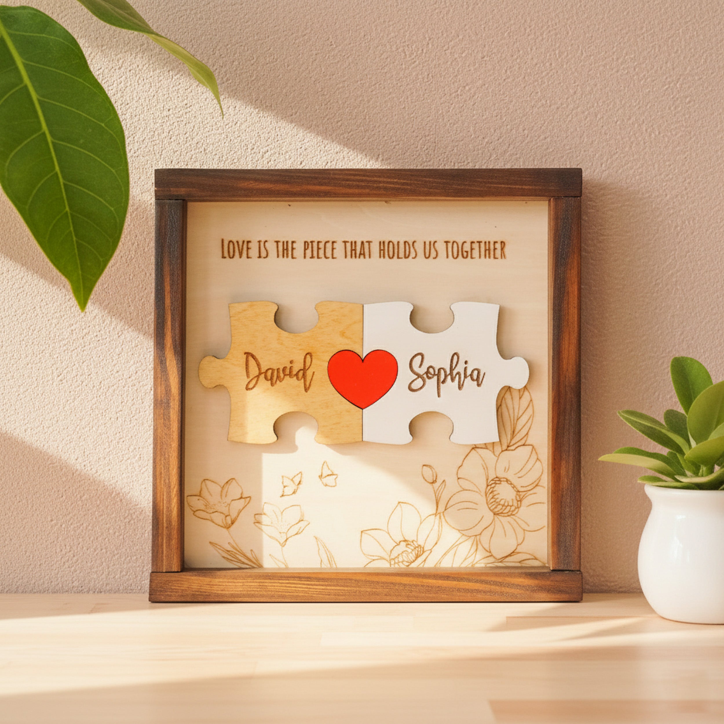 Couple Puzzle Wooden Sign Gift Wood Personalized Couple Gift and Wooden Couple Sign E06