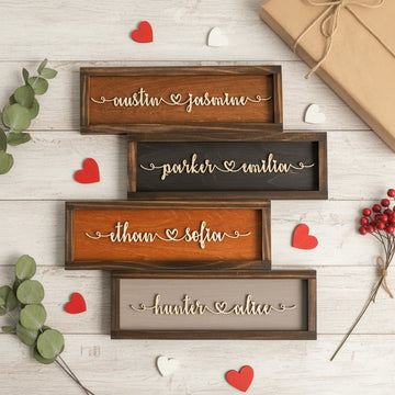 Personalized Couple Name Plaque Wood Wedding Name Decor and Custom Engraved Wood Plaque for Anniversary Name Plaque E07