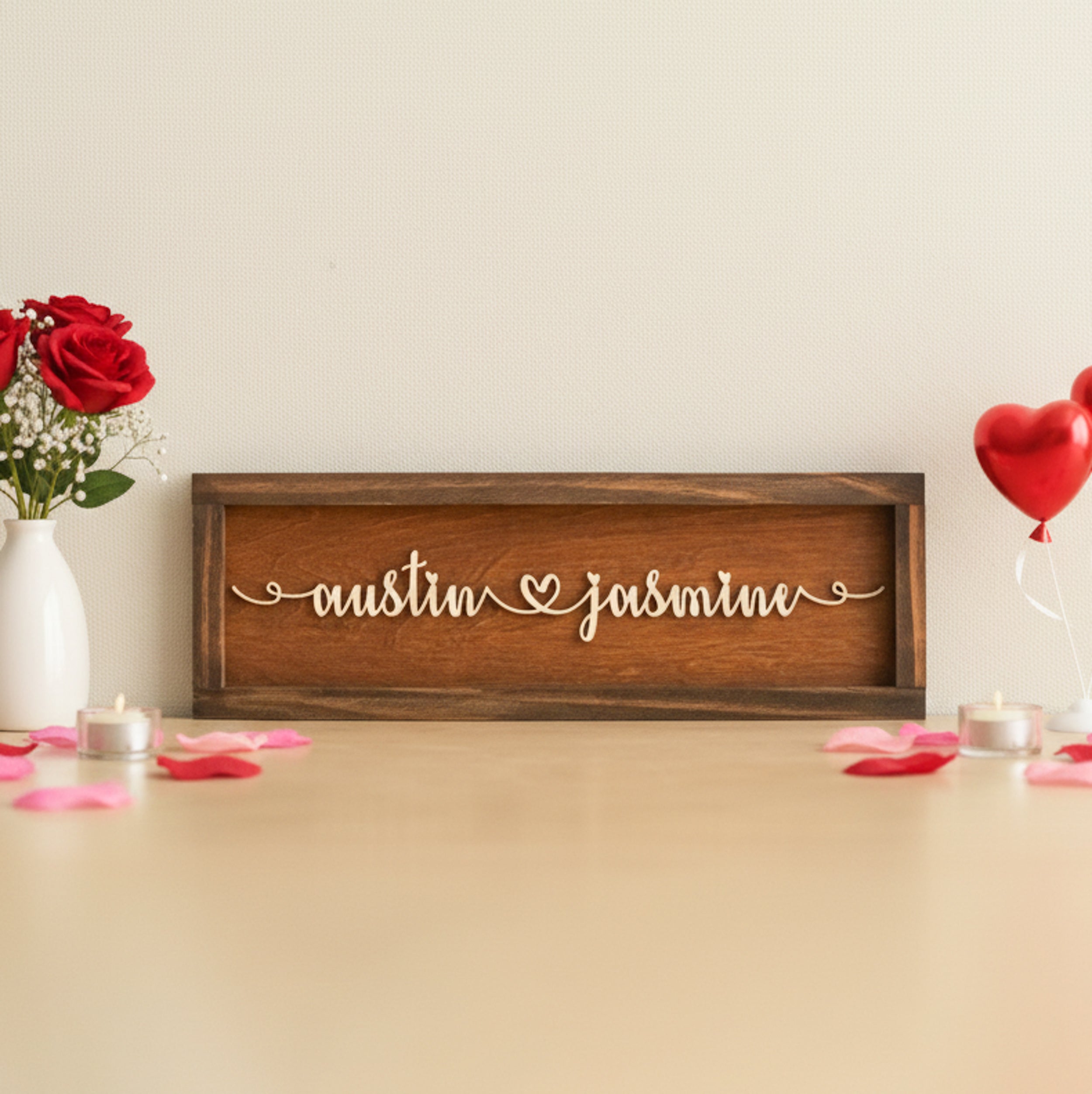 Personalized Couple Name Plaque Wood Custom Couple Name Sign and Engraved Wood Couple Sign for Wedding Anniversary Gift E07