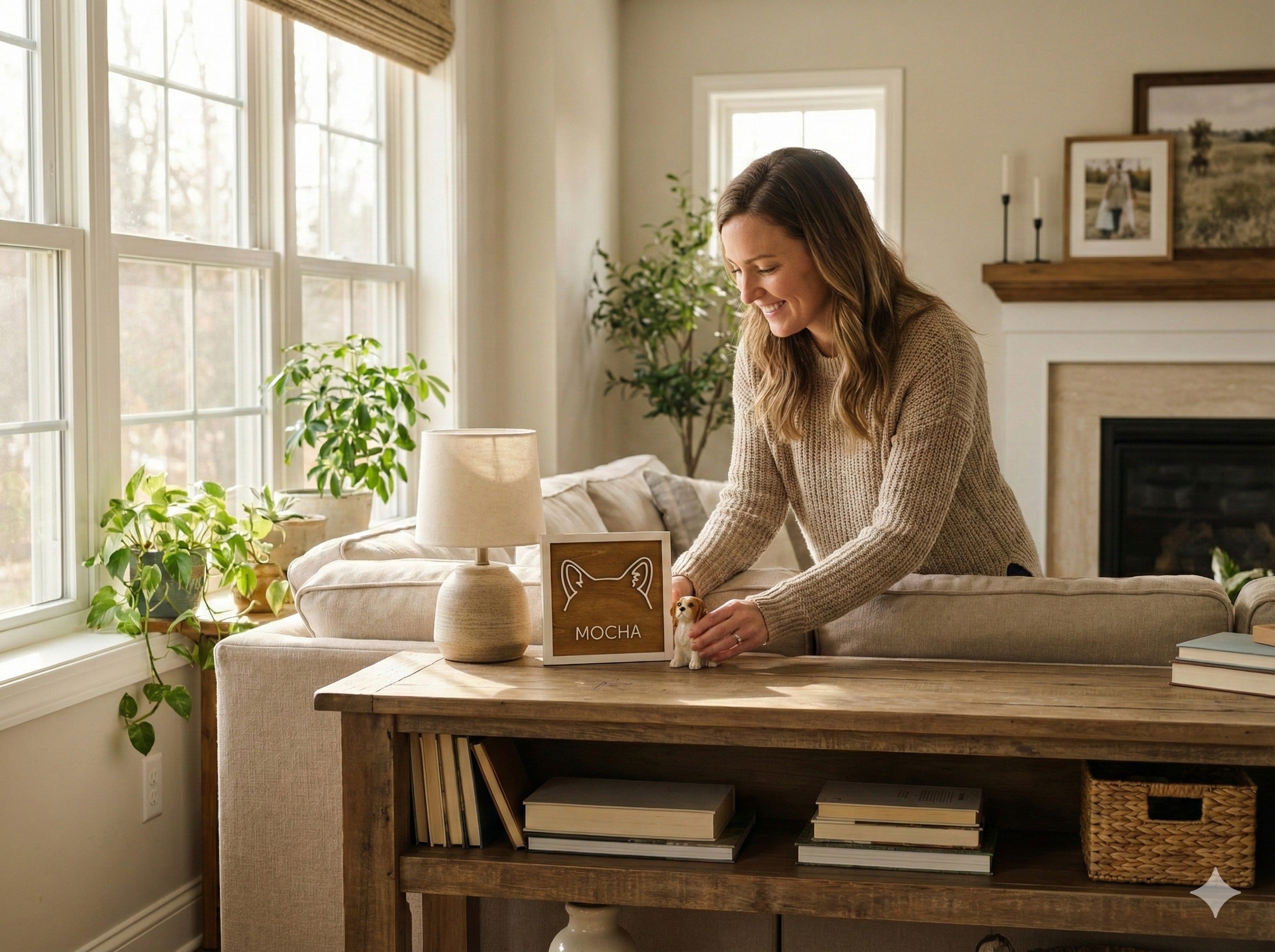 Dog Ear Framed Art wooden sign for pet memorial decor E11