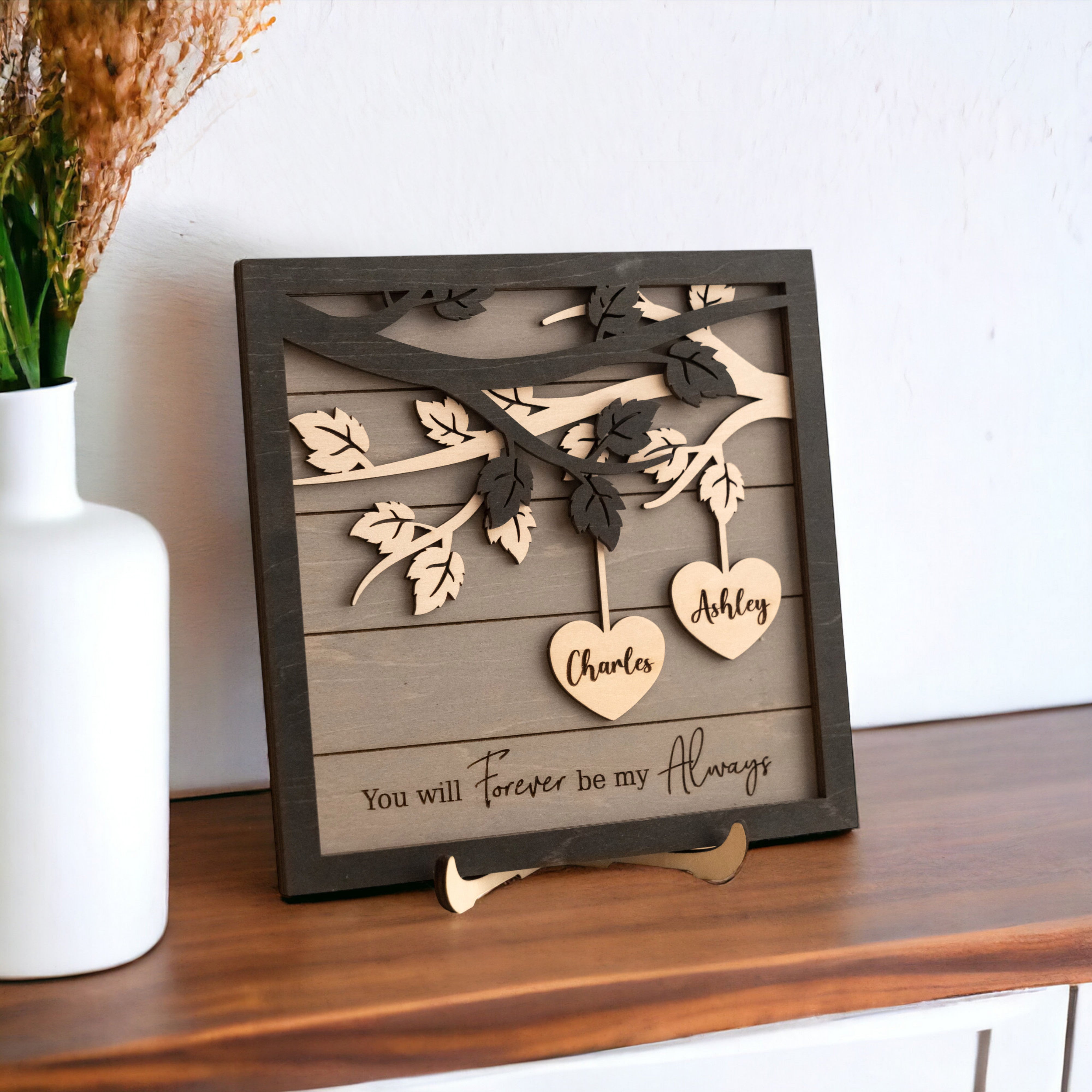 Personalized Couple Name Plaque Wood Romantic Gift for Couple and Wooden Couple Plaque E26