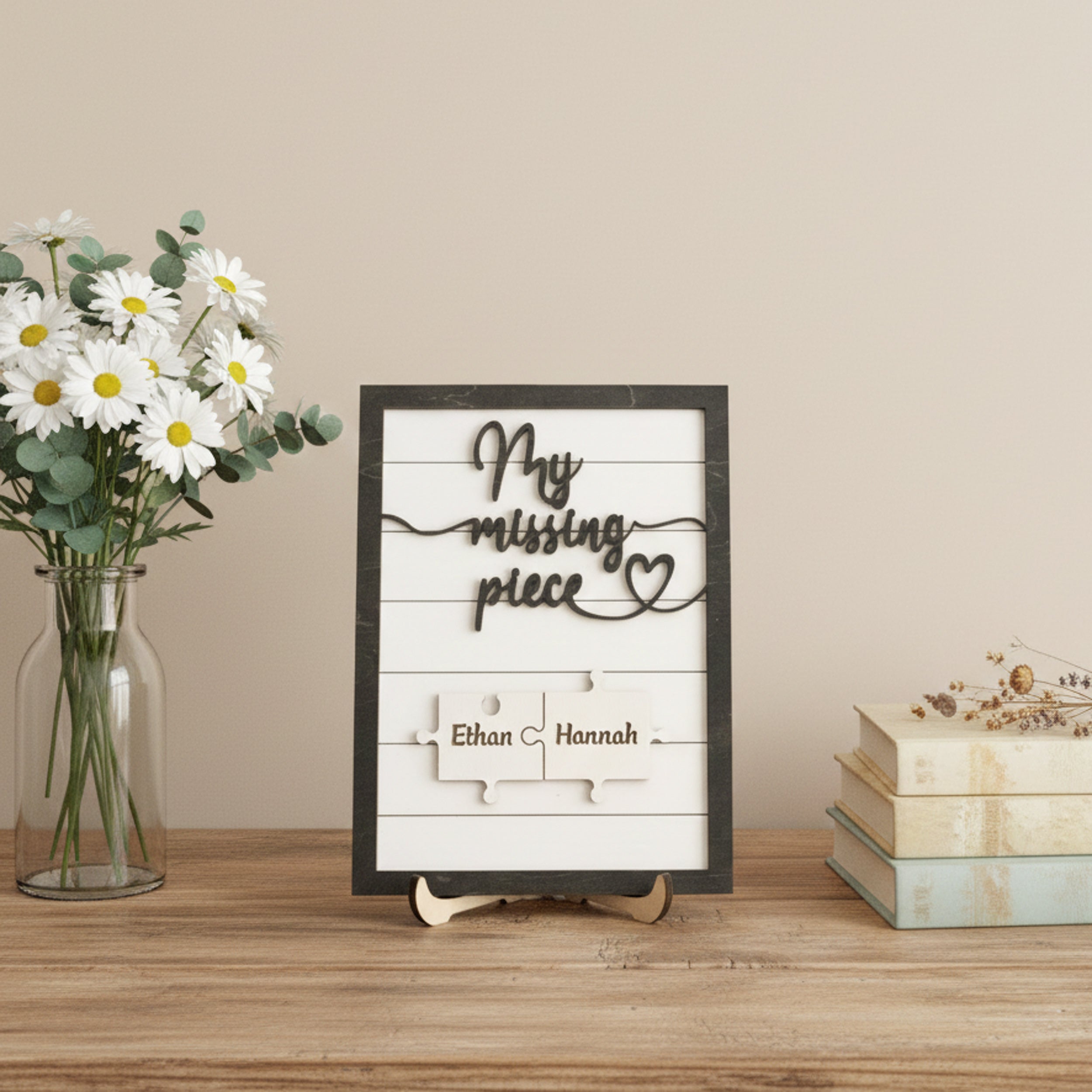 Custom Puzzle Piece Wooden Sign Wood for Valentine Sign Couples E33