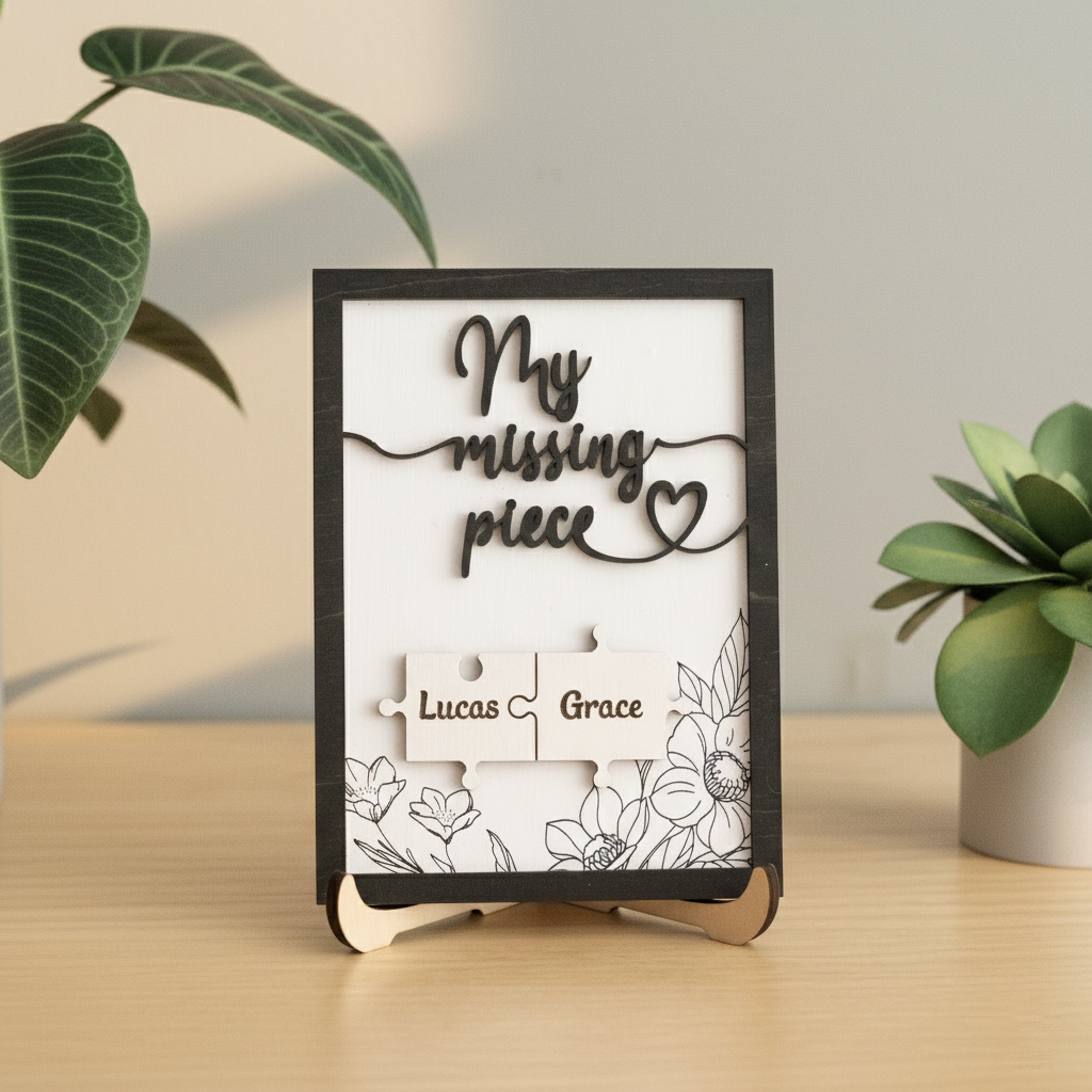 Custom Puzzle Piece Wooden Sign Wood for Valentine Sign Couples E33