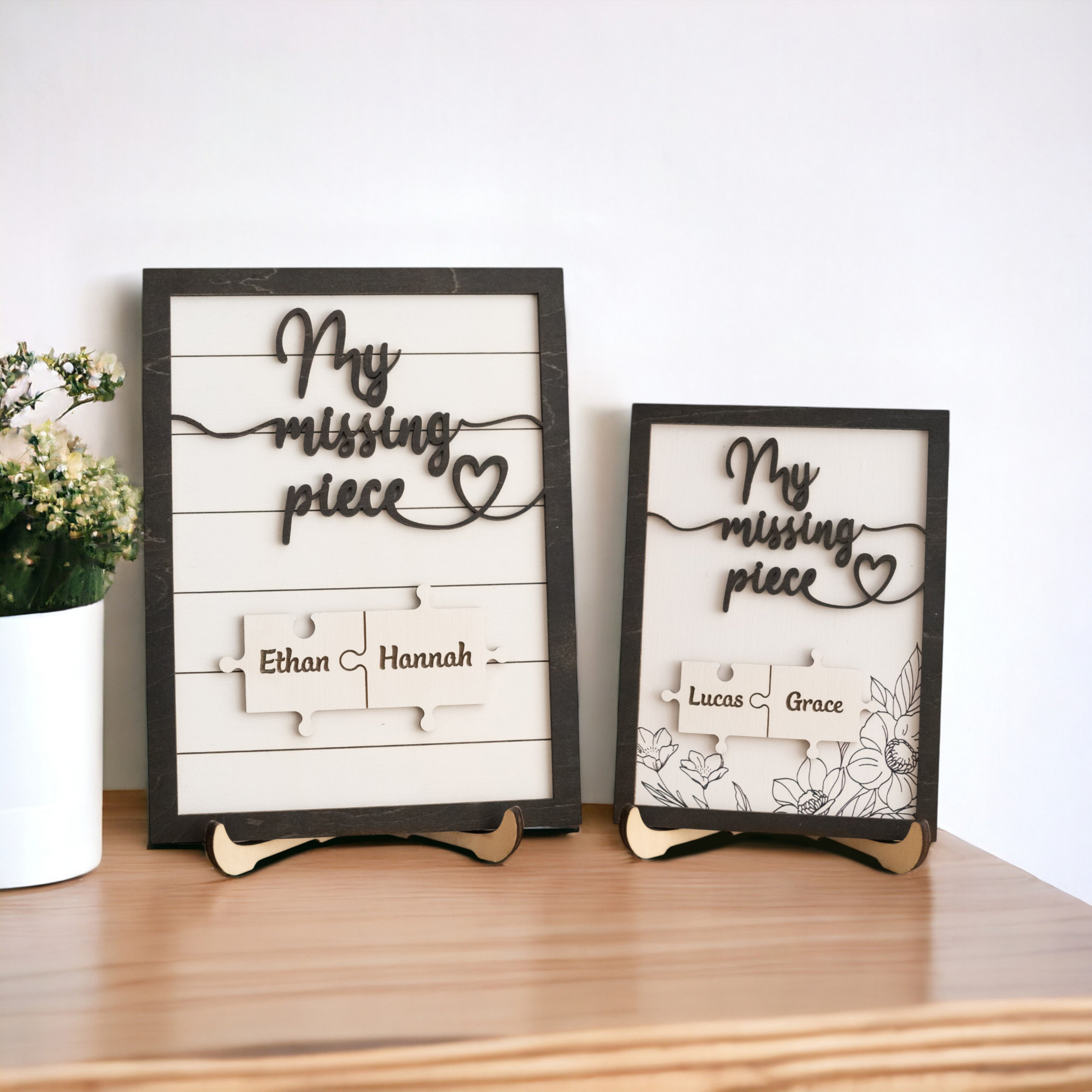 Custom Puzzle Piece Wooden Sign Wood for Valentine Sign Couples E33