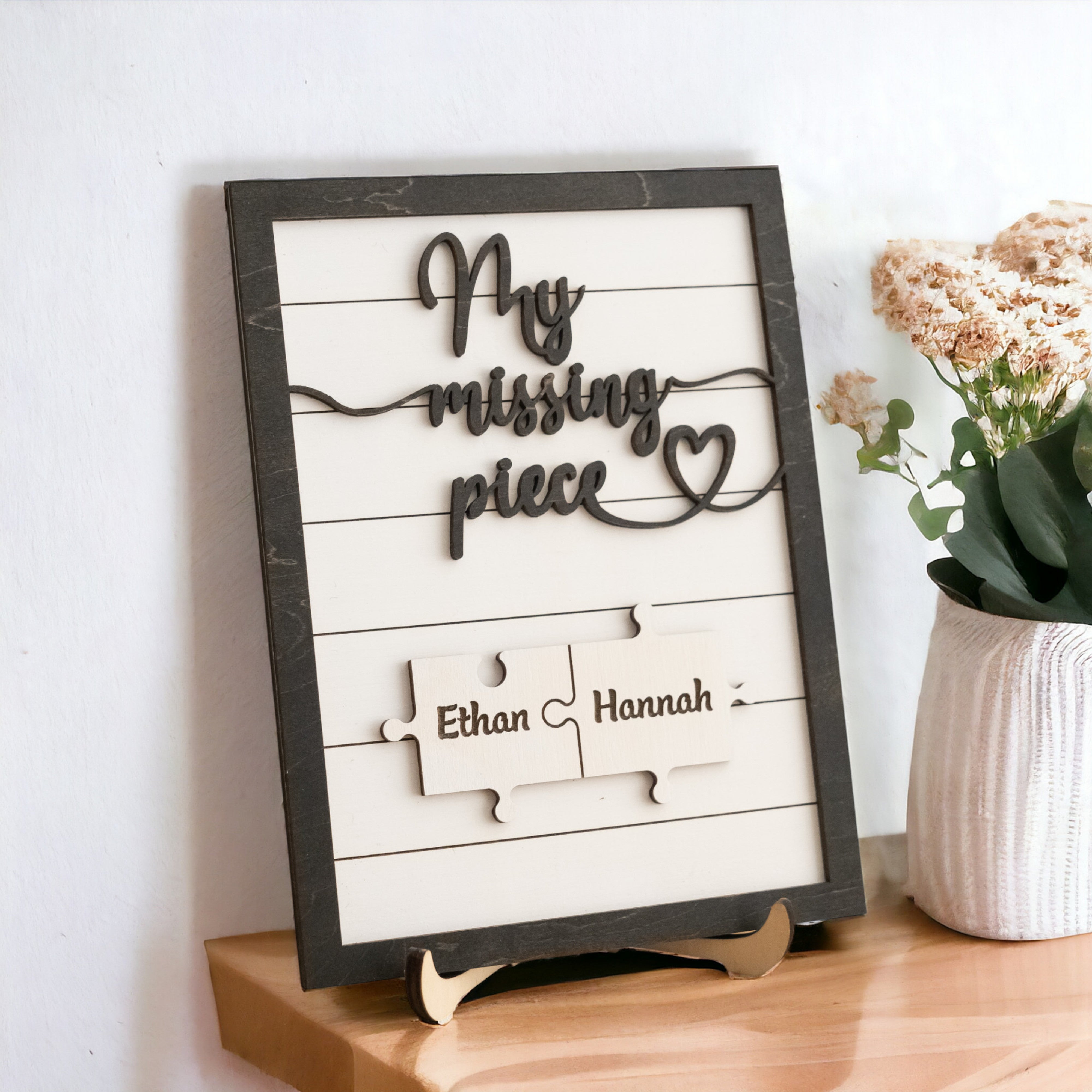 Custom Puzzle Piece Wooden Sign Wood for Valentines Day Decor E33