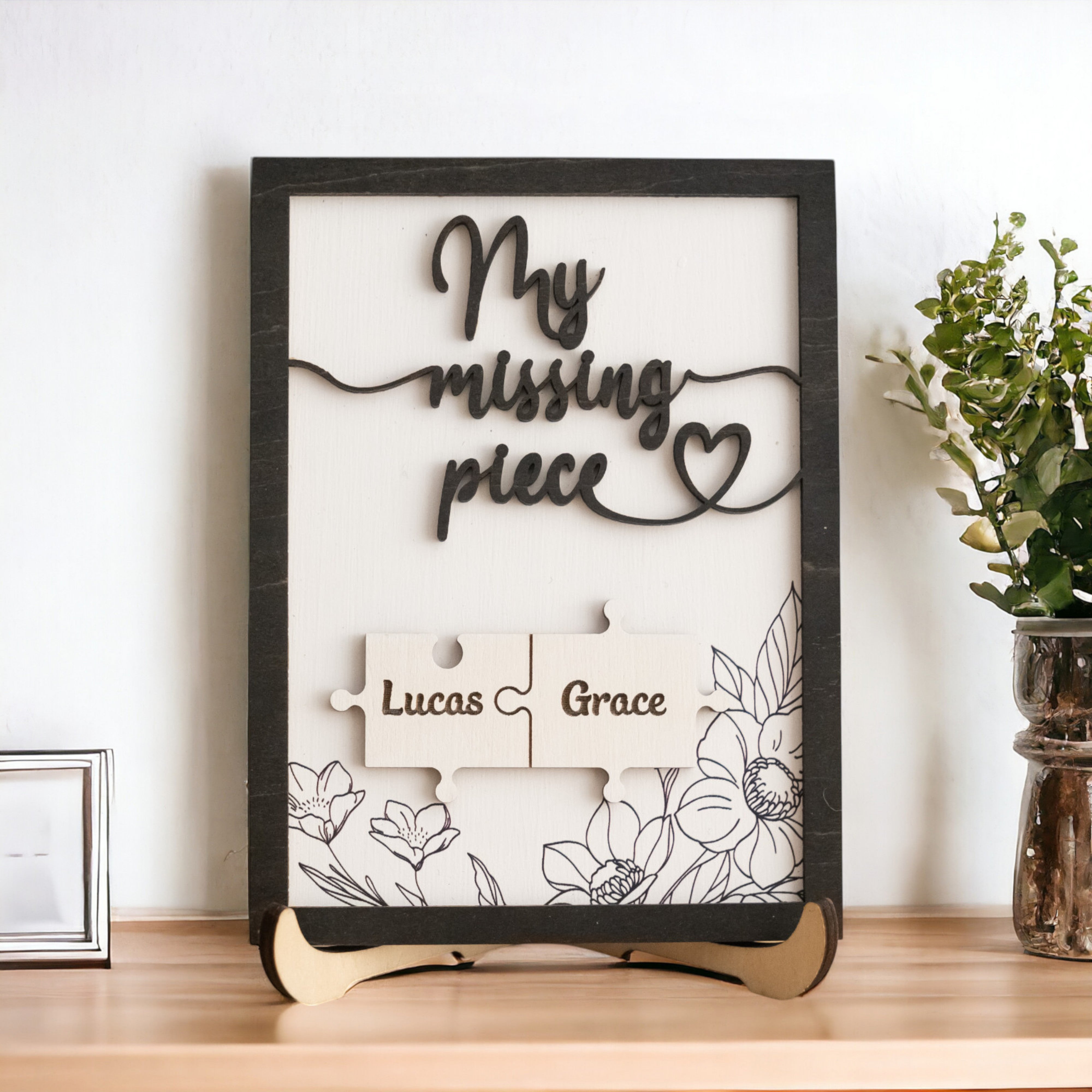 Custom Puzzle Piece Wooden Sign Wood for Valentines Day Decor E33