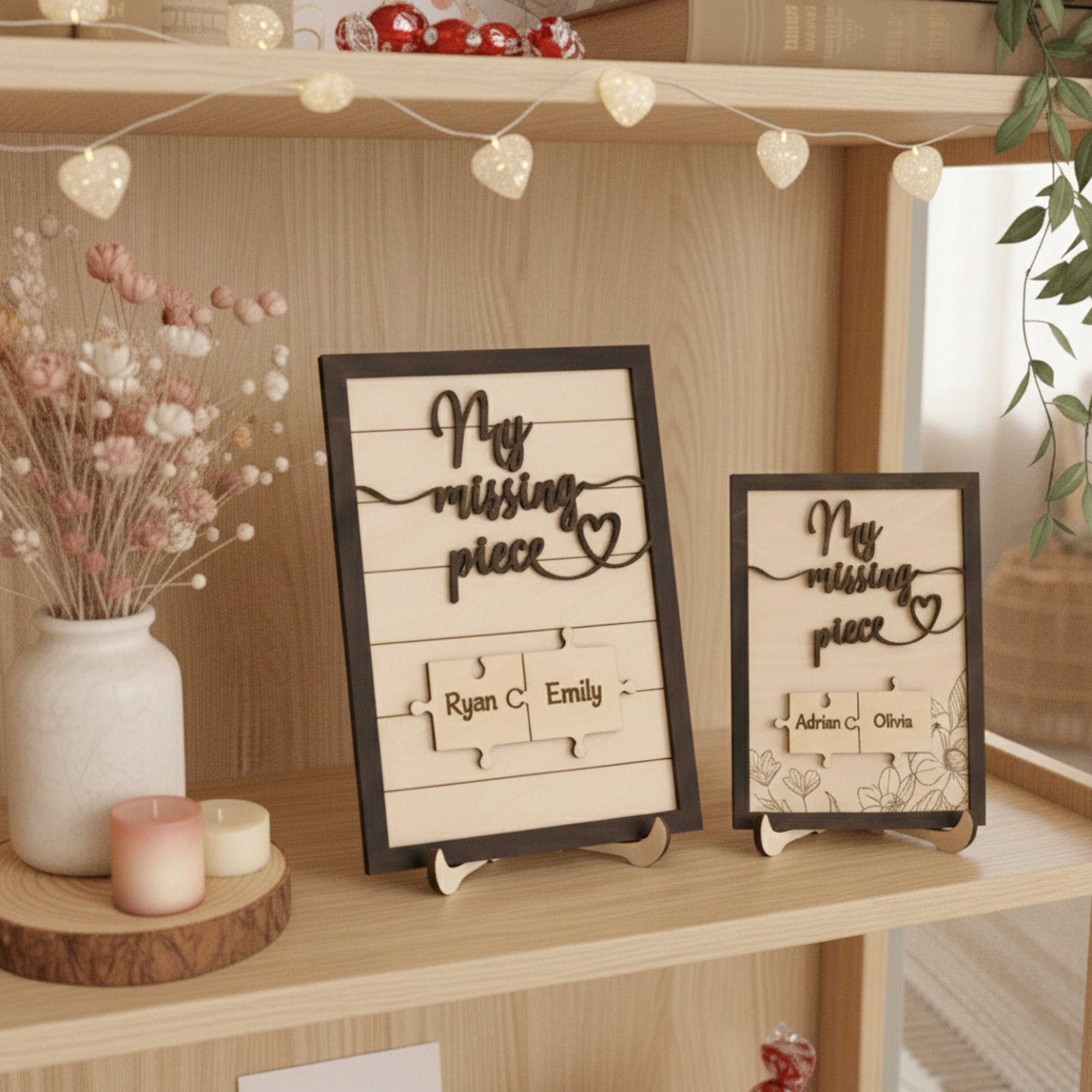 Custom Puzzle Piece Wooden Sign Wood Couple Anniversary Gift and Rustic Wooden Couple Sign E34