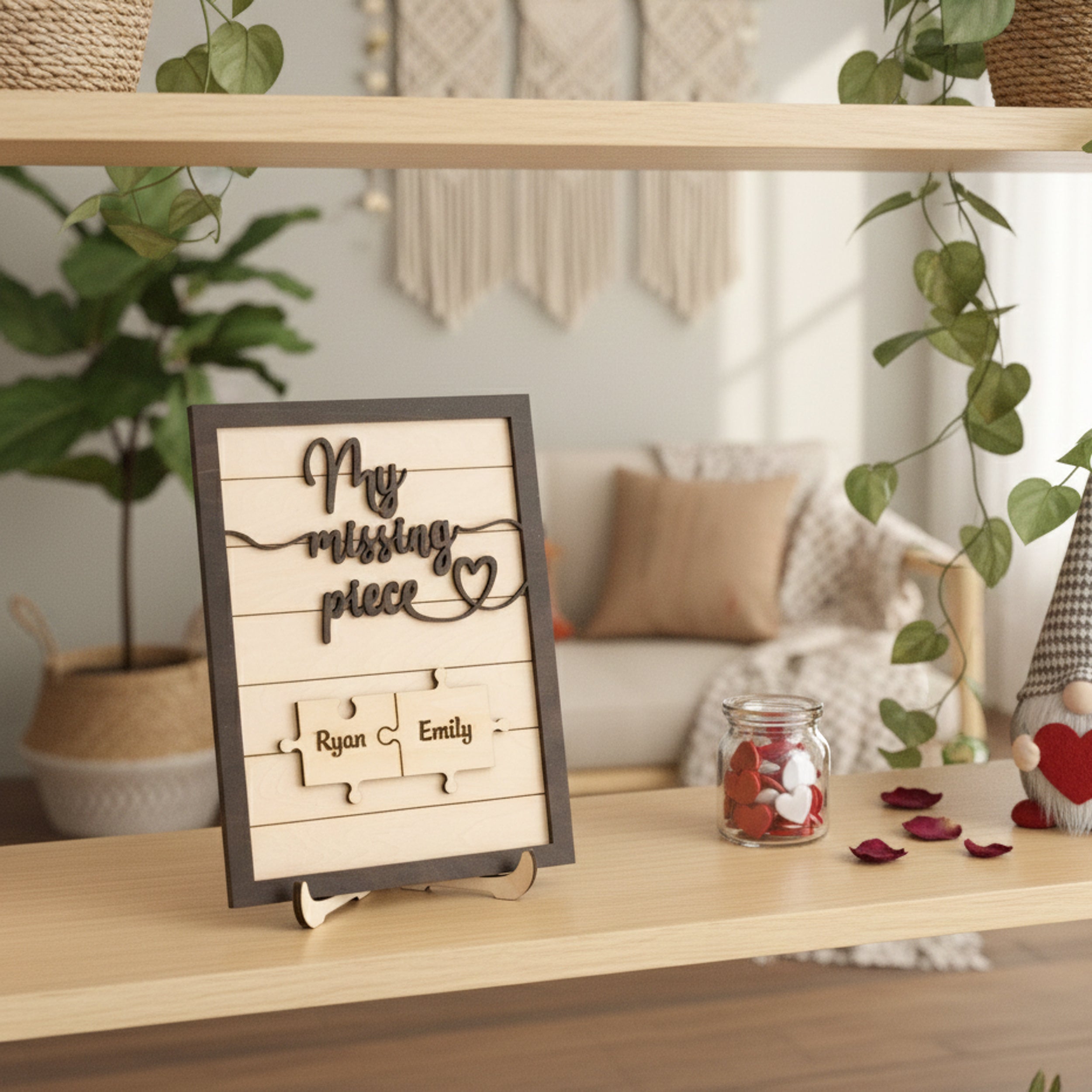 Custom Puzzle Piece Wooden Sign Wood Couple Anniversary Gift and Rustic Wooden Couple Sign E34