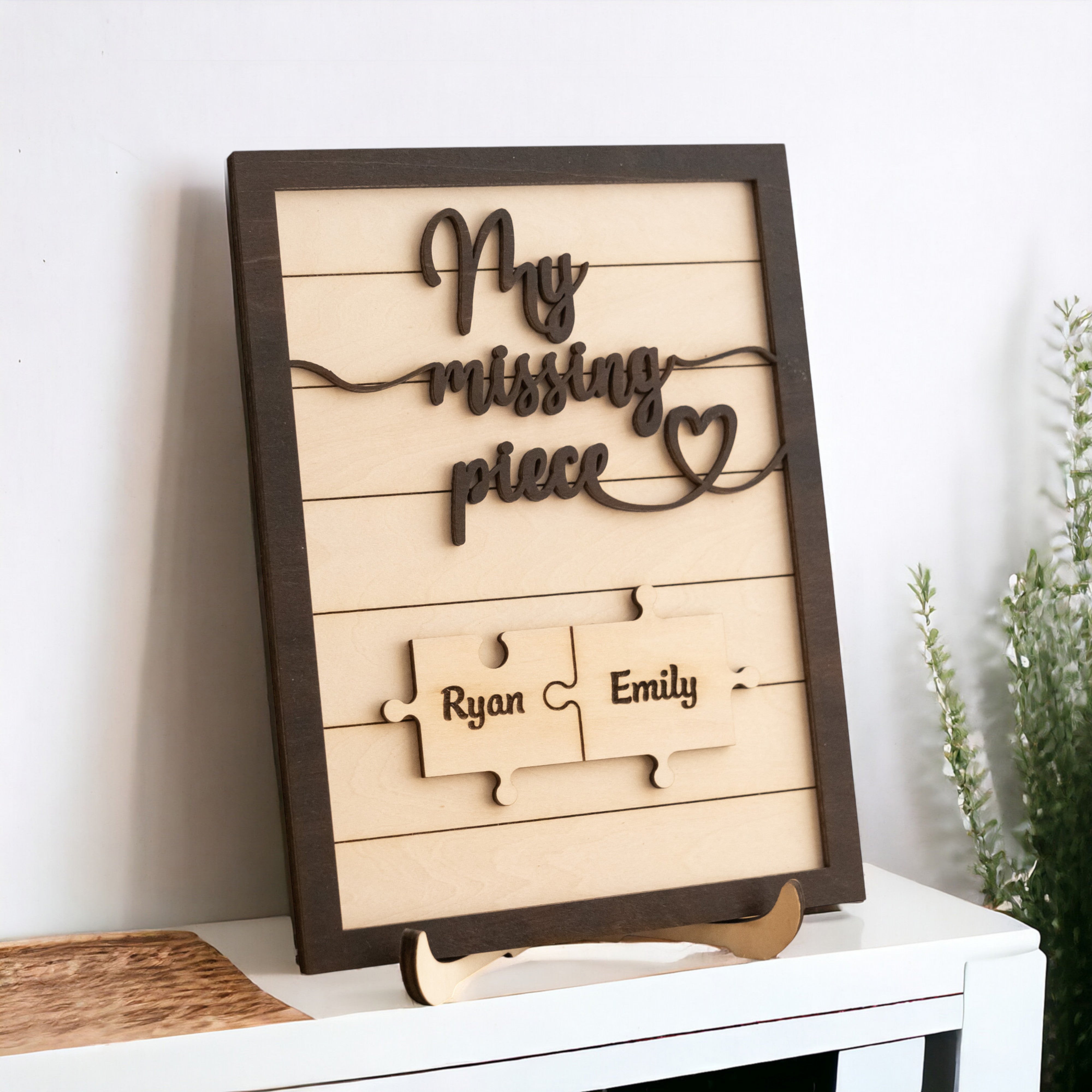 Custom Puzzle Piece Wooden Sign Wood Romantic Gift for Couples and Puzzle Piece Wooden Sign E34