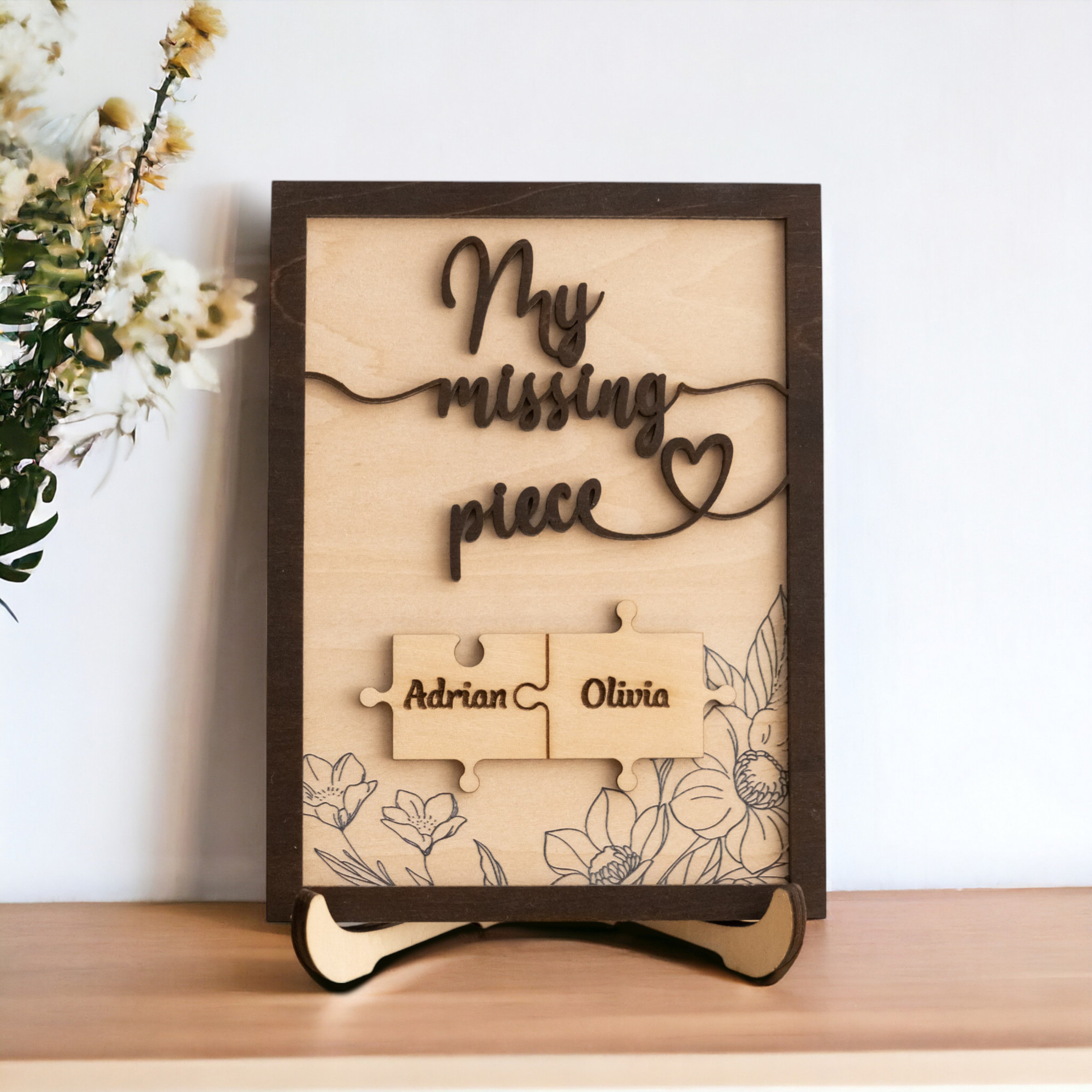 Custom Puzzle Piece Wooden Sign Wood Romantic Gift for Couples and Puzzle Piece Wooden Sign E34