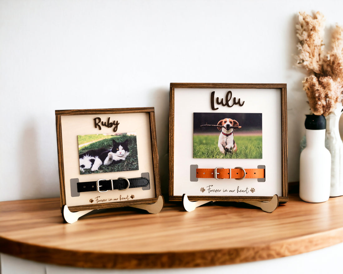 Rustic Boho Pet Memorial Photo Plaque For Elegant Home Decor Tribute