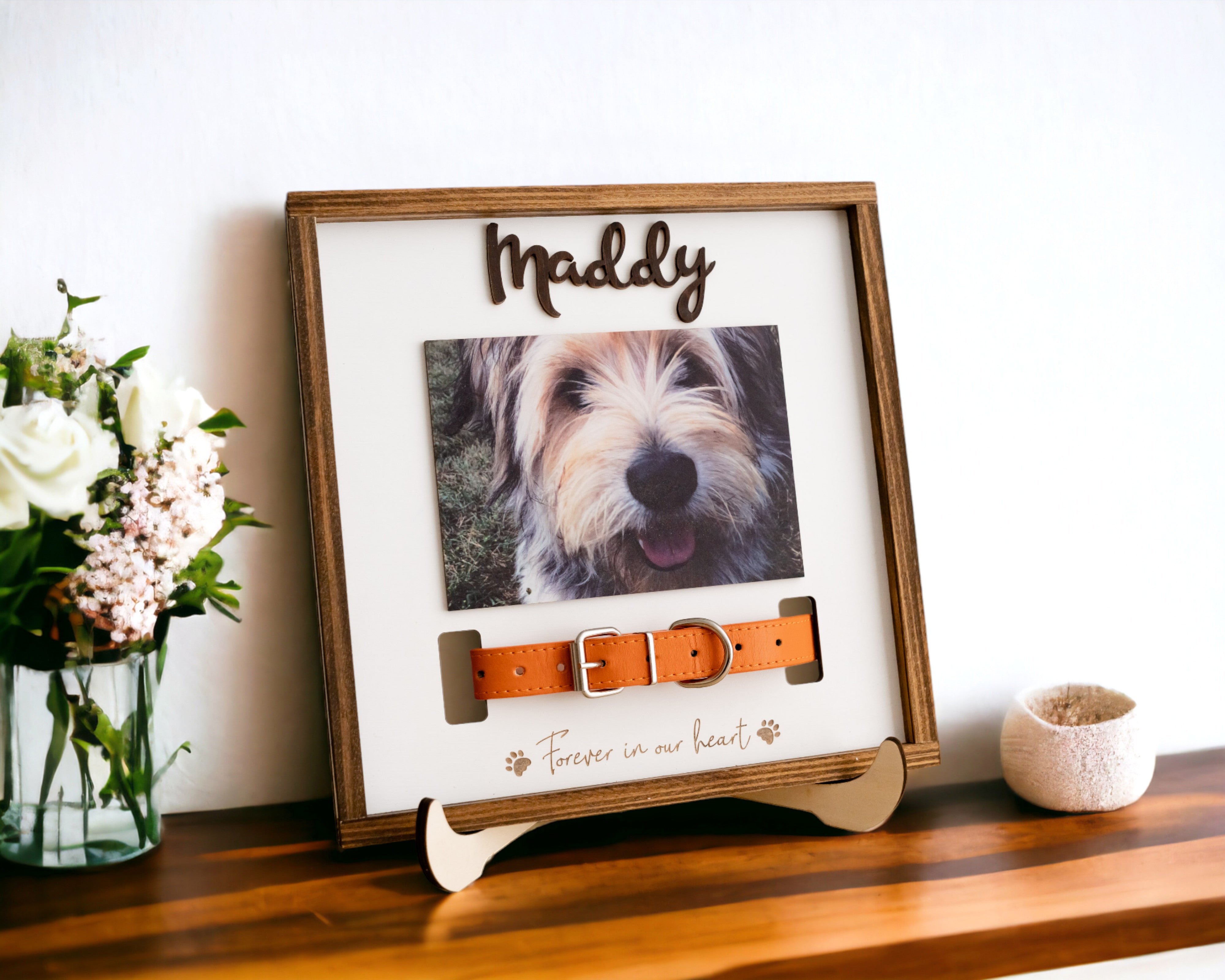 Boho Inspired Pet Memorial Photo Plaque for Home Decor