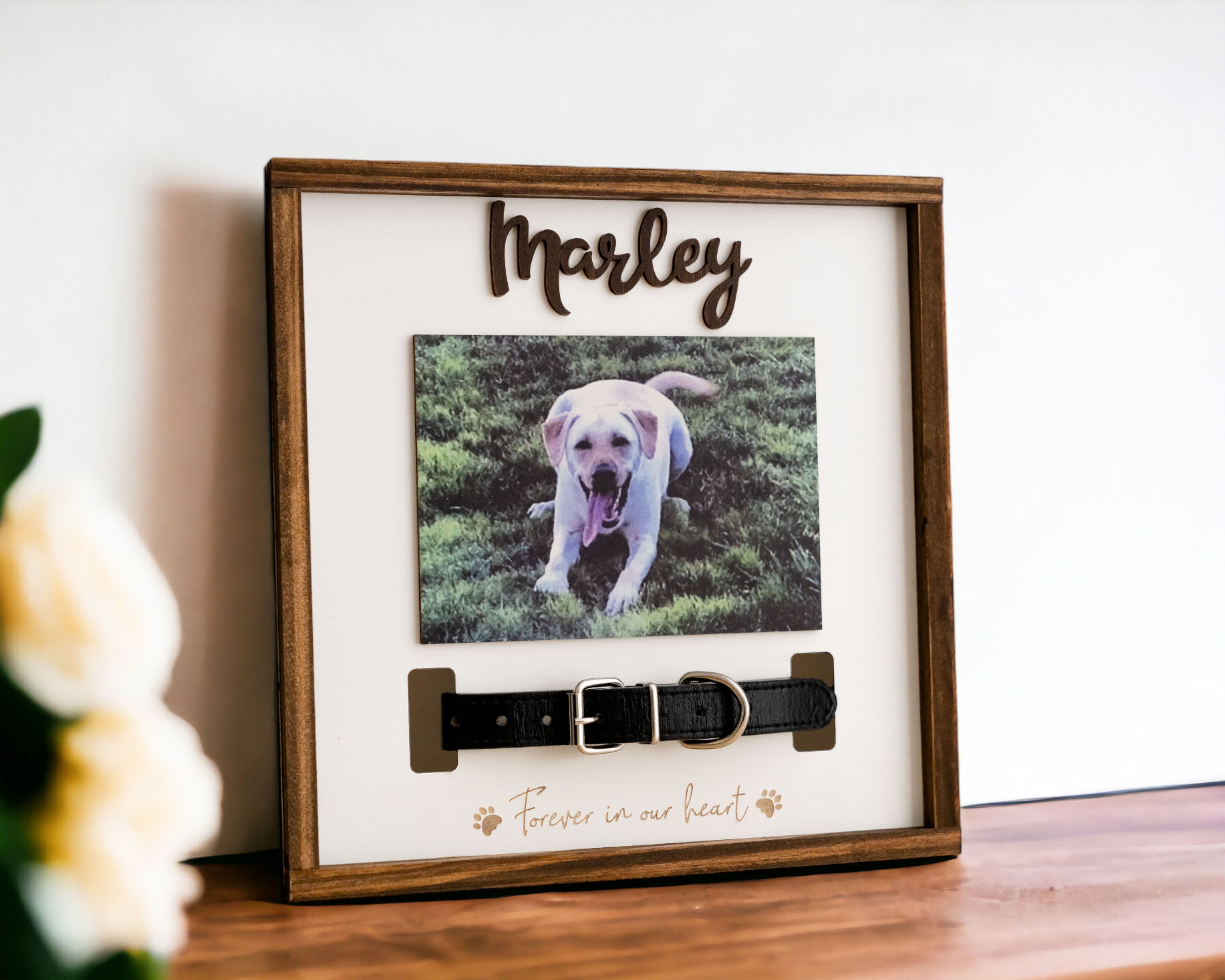 Boho Chic Pet Remembrance Photo Plaque For Elegant Home Decor Accent