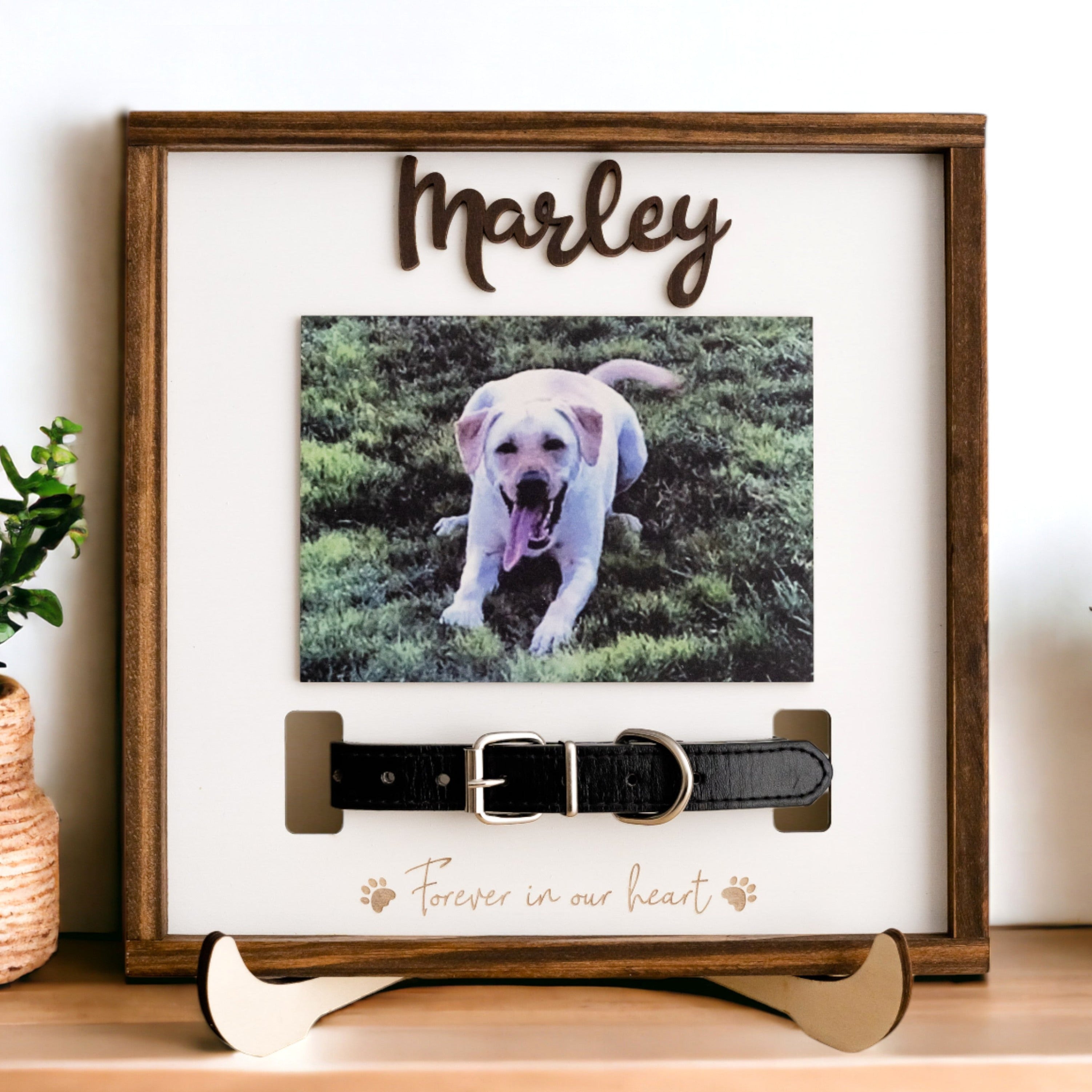 Rustic Boho Pet Memorial Photo Plaque For Elegant Home Decor Tribute