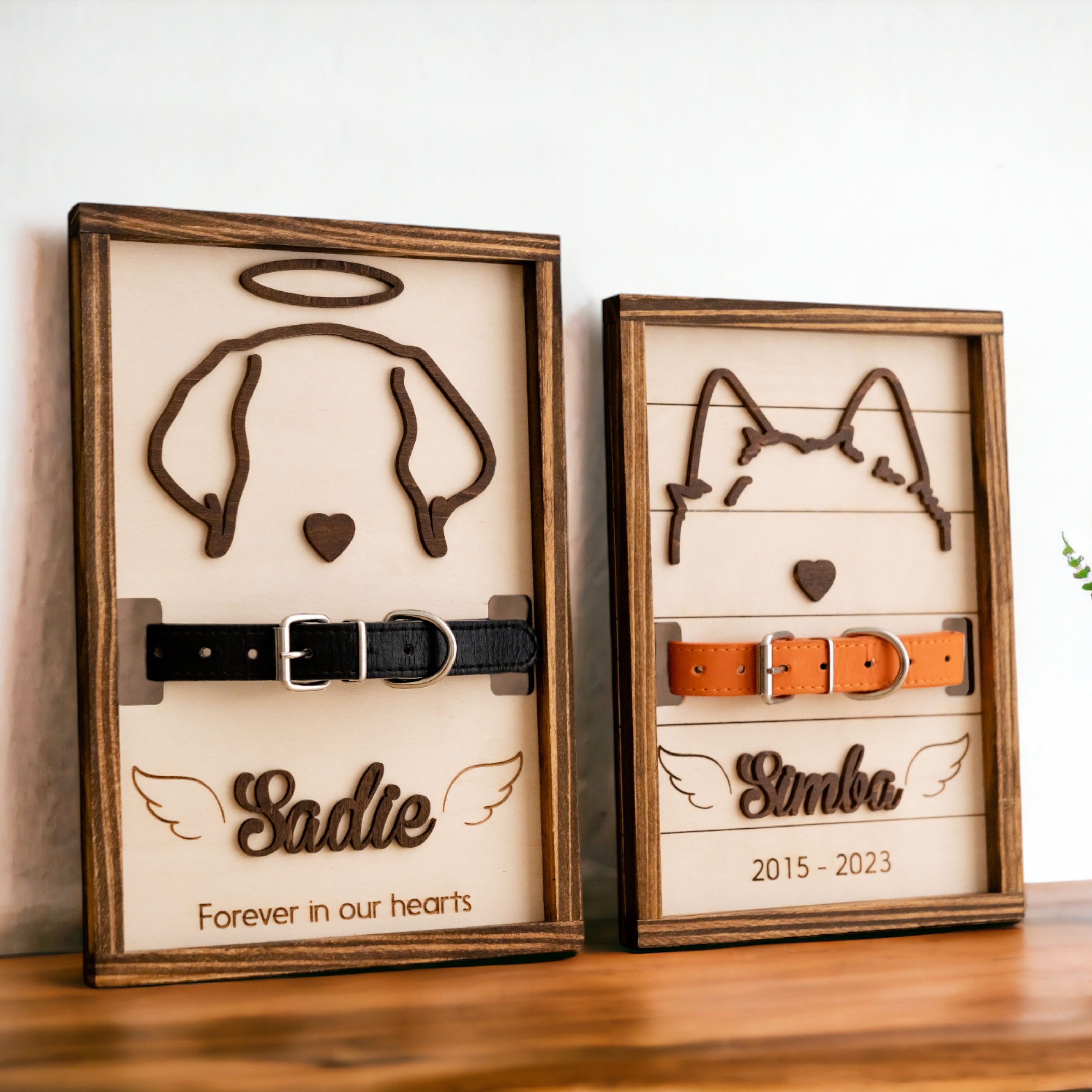 Dog Ear Drawing Framed Wood Custom Dog Memorial Gift for Pet Remembrance Frame and Personalized Dog Memorial Frame E37