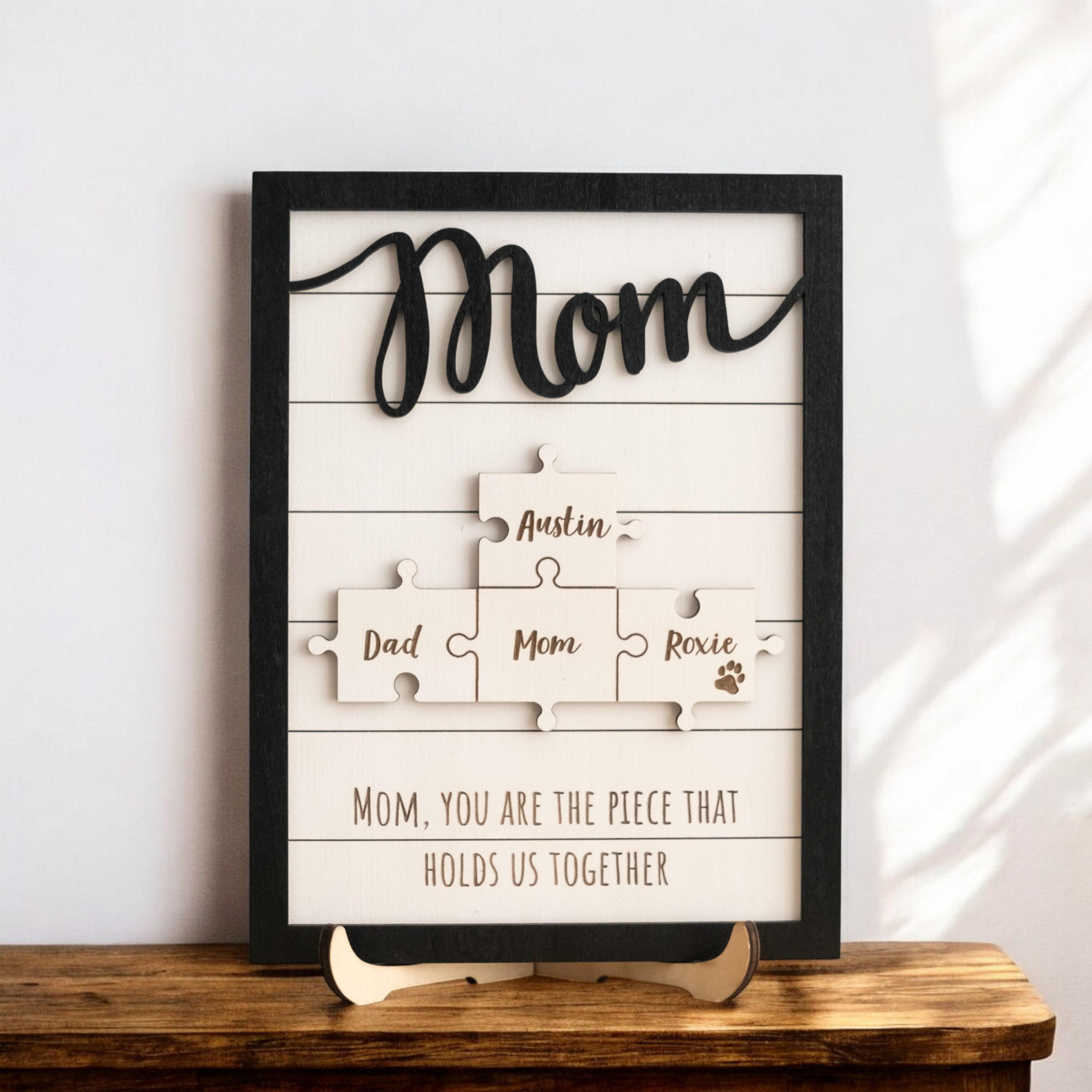 Personalized Wooden Puzzle Frame for Mom Family Puzzle Decor E63