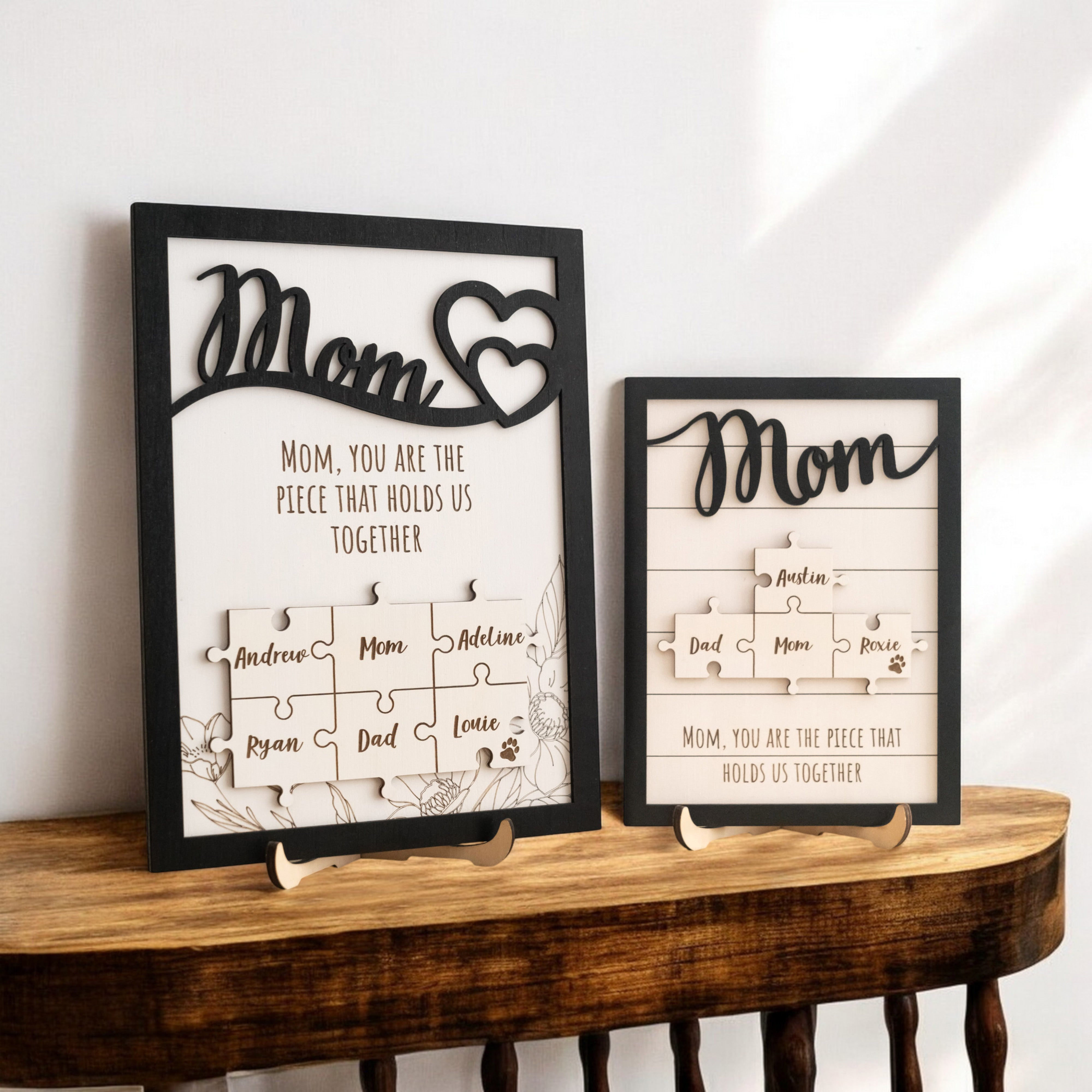 Personalized Wooden Puzzle Frame for Mom Family Puzzle Decor E63
