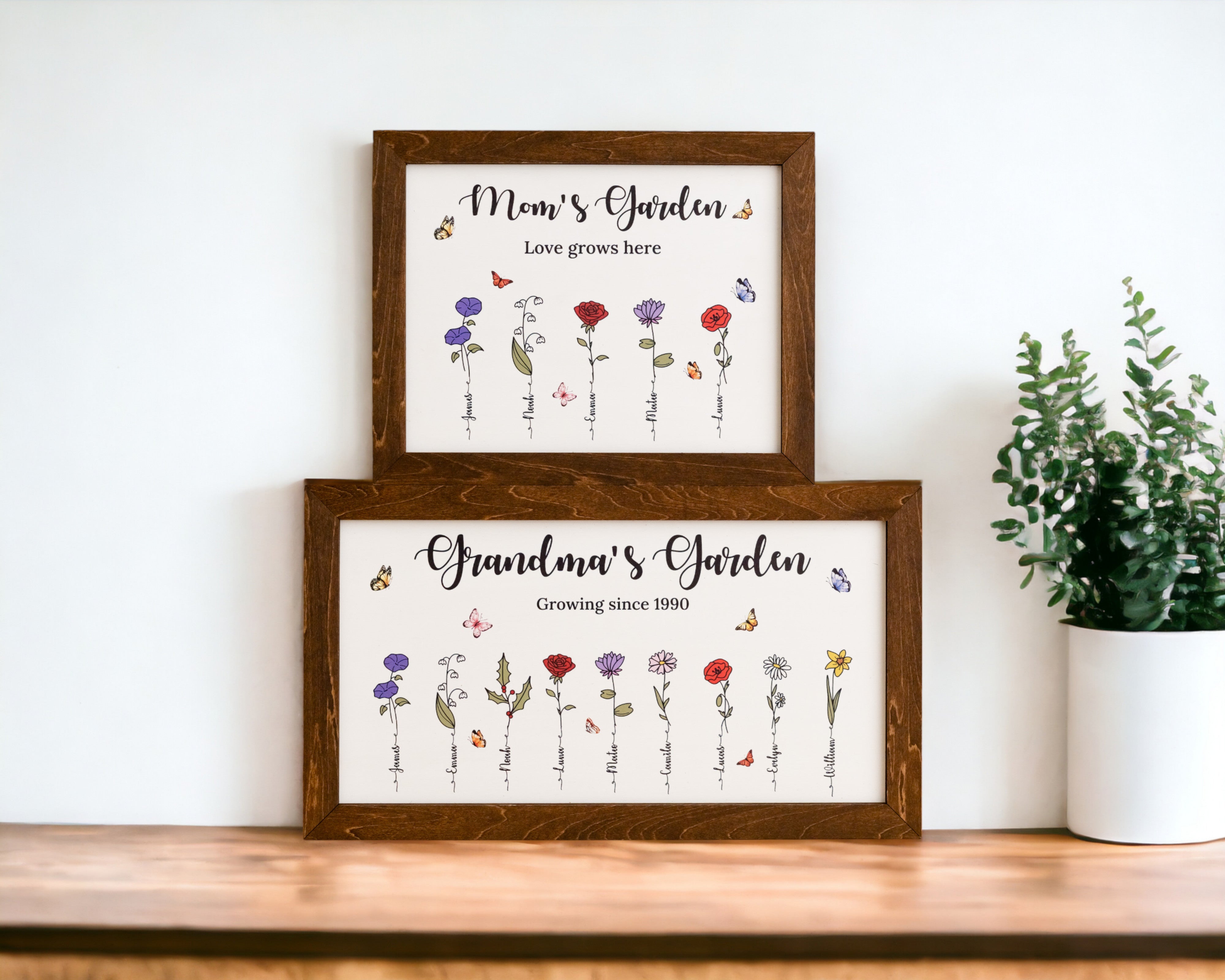 Personalized Wooden Family Flower Garden Sign for Mom Gift E69