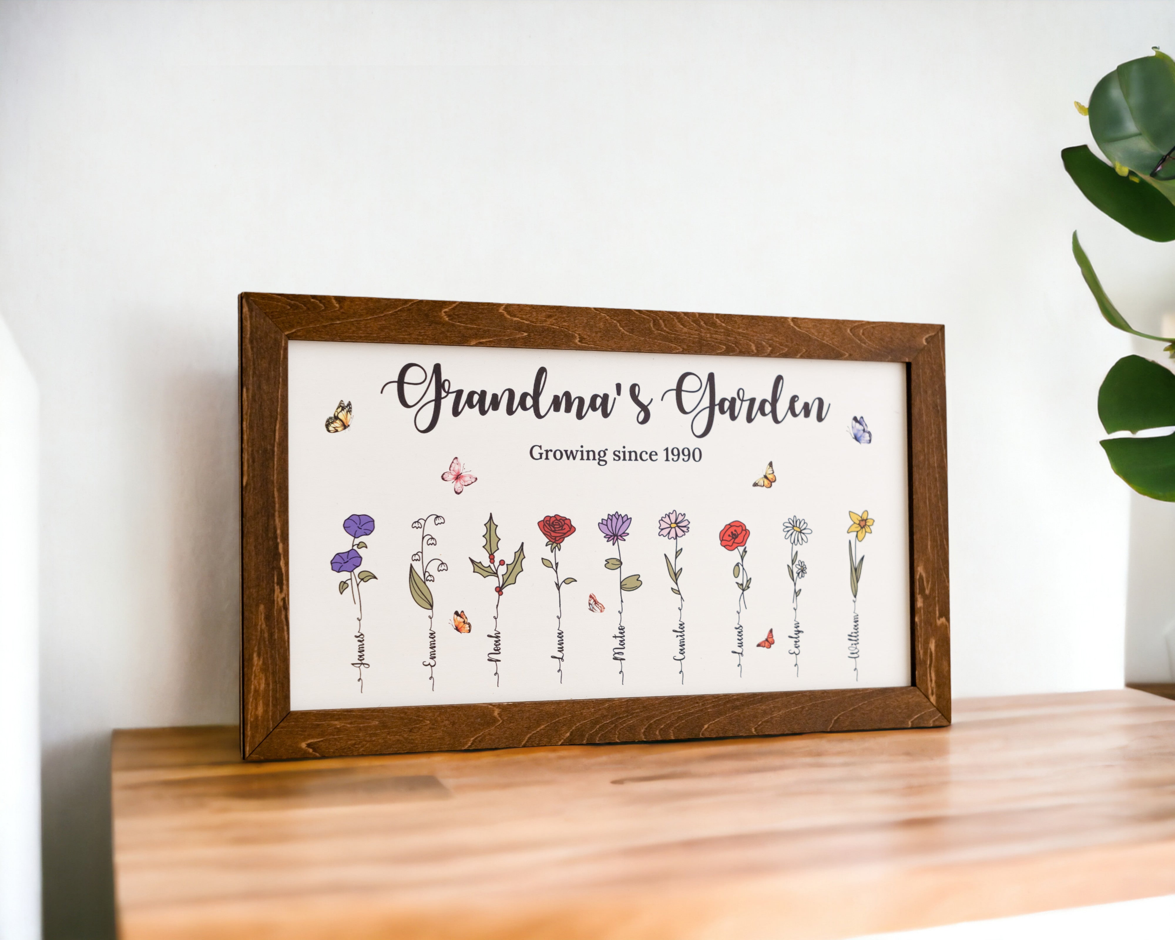 Personalized Wooden Family Flower Garden Sign for Mom Gift E69