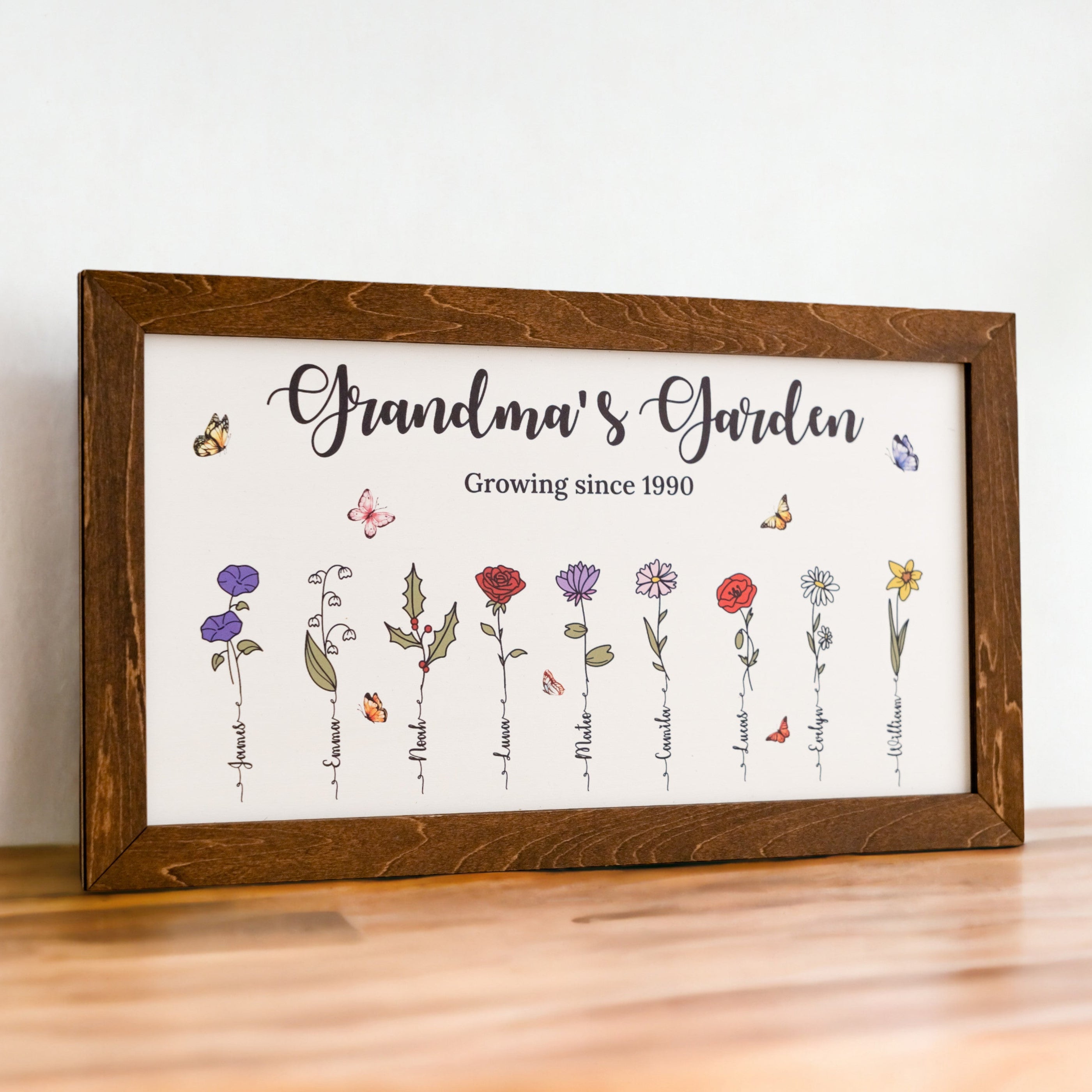 Personalized Wooden Family Flower Garden Sign Family Keepsake E69
