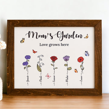 Personalized Wooden Family Flower Garden Sign for Grandma Decor E69