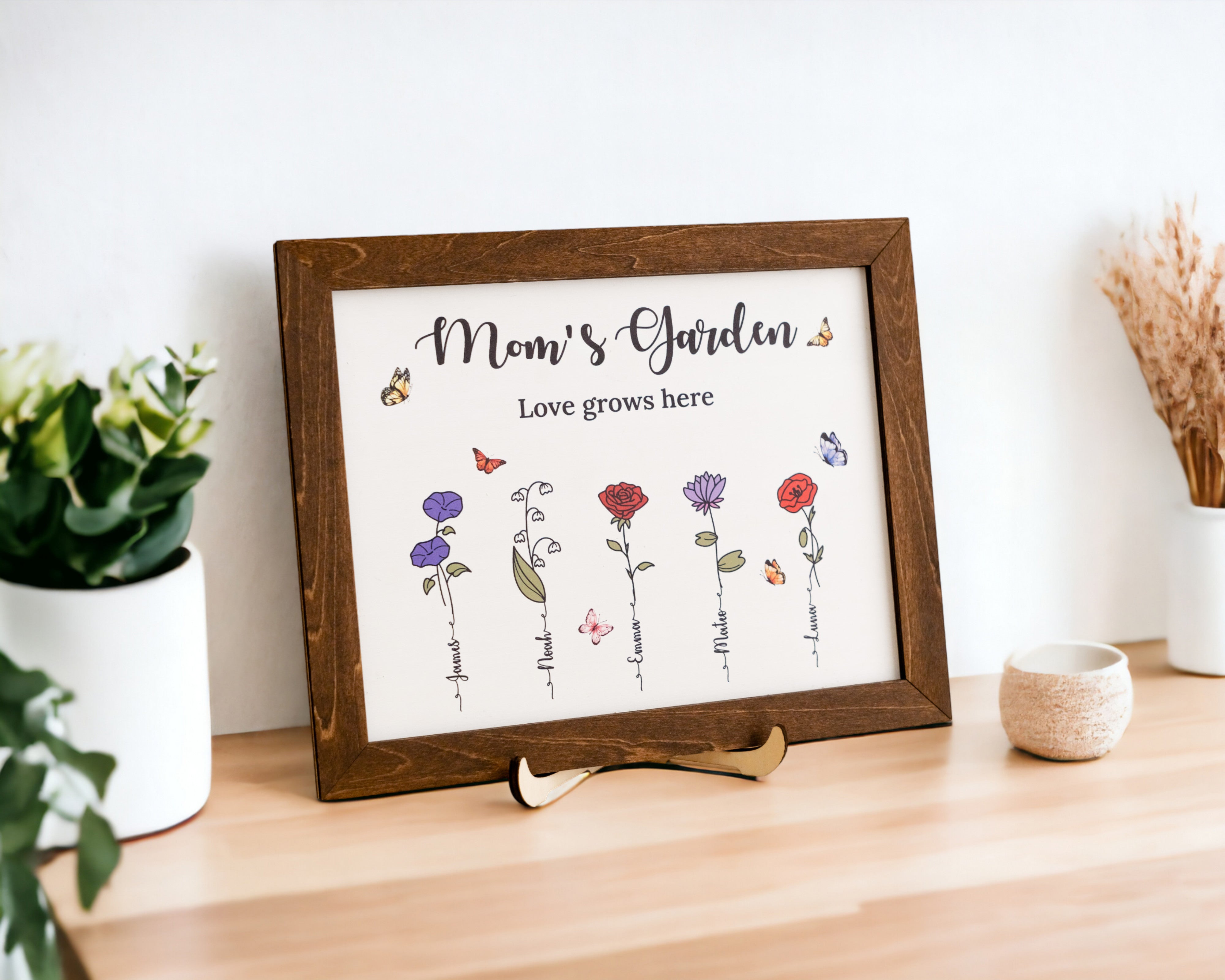 Personalized Wooden Family Flower Garden Sign for Grandma Decor E69