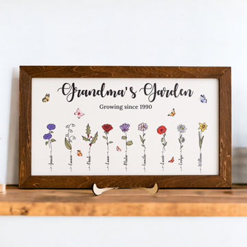 Personalized Wooden Family Flower Garden Sign for Mom Gift E69