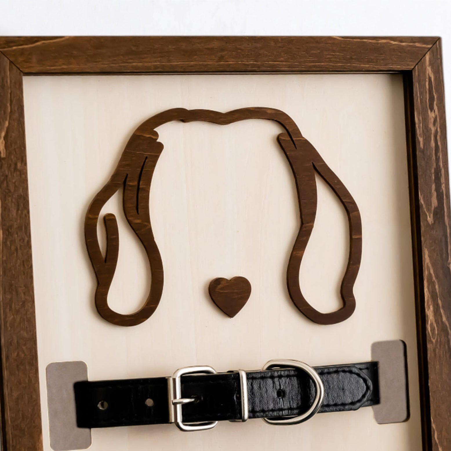 Dog Ear Drawing Framed Wood Pet Memorial Gift with Collar E71