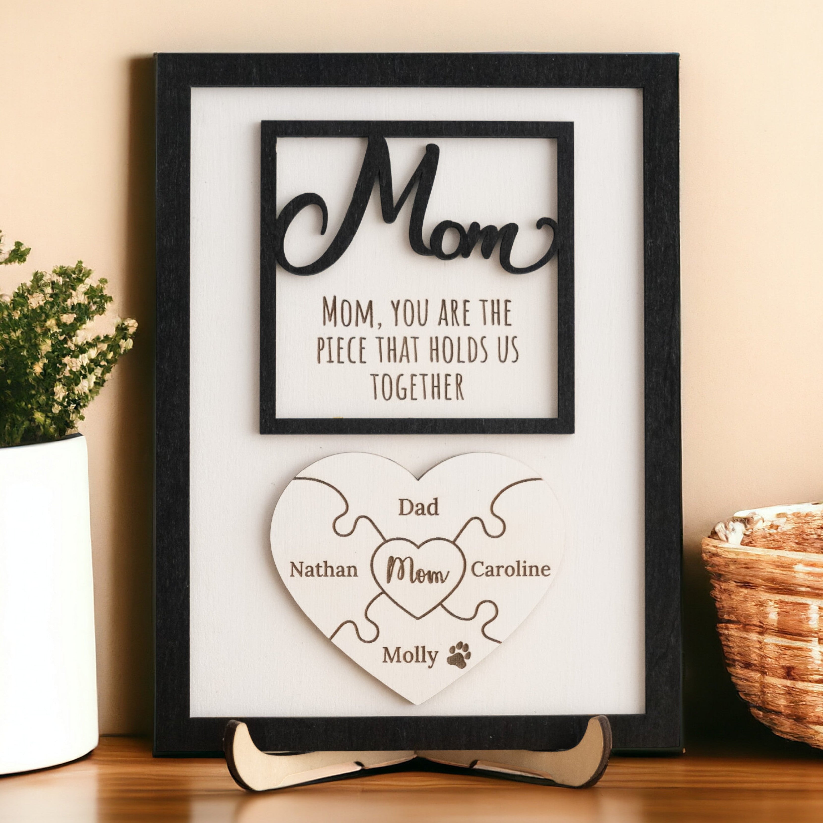Personalized Wooden Puzzle Frame for Mom Family Gift E82