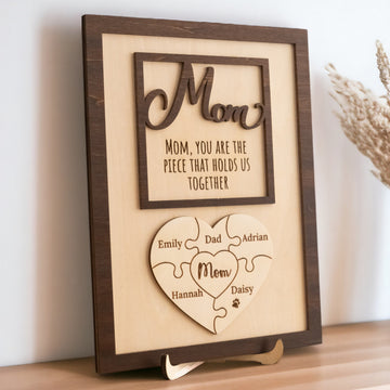 Personalized Wooden Puzzle Frame for Mom Family Gift E82