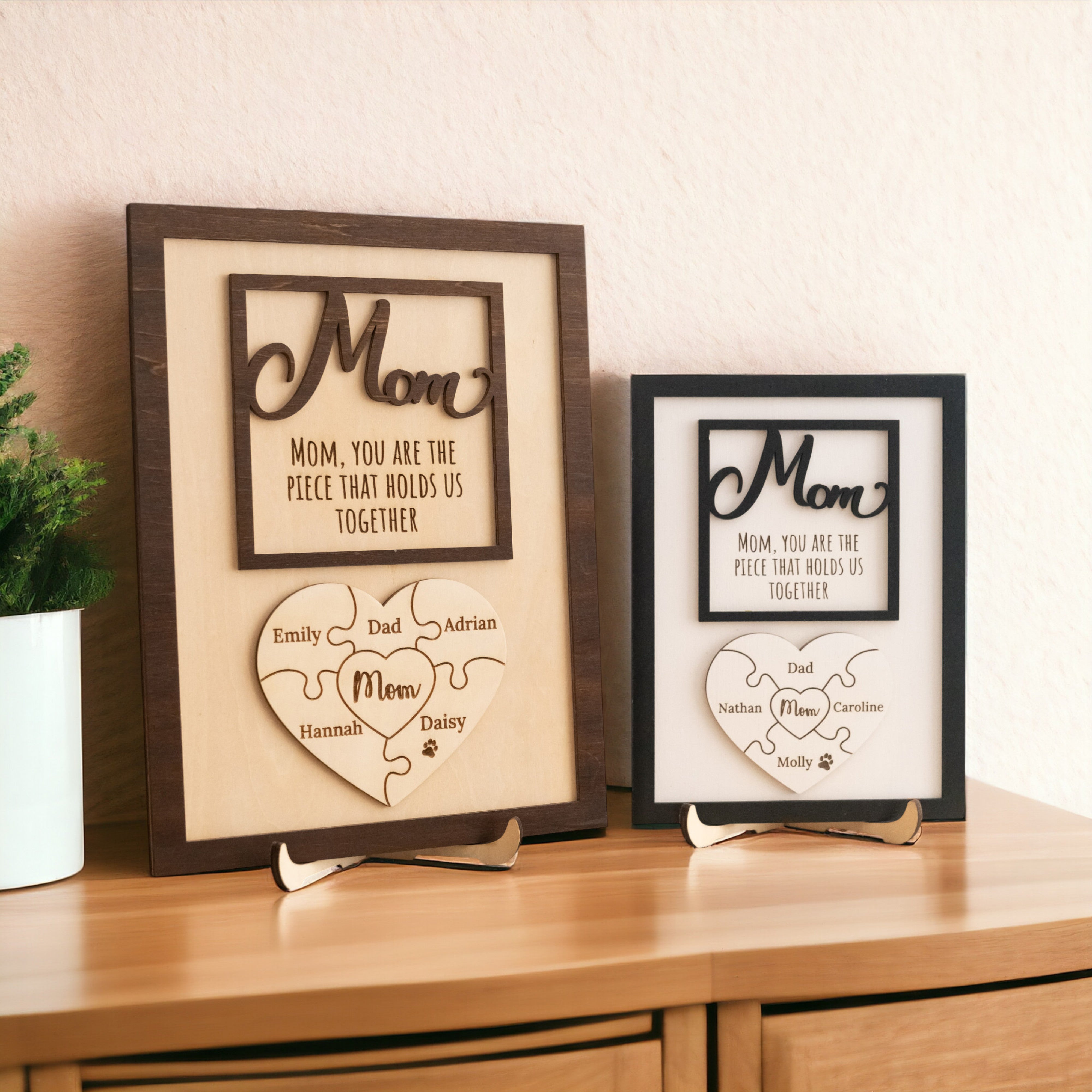 Personalized Wooden Puzzle Frame for Mom Family Gift E82