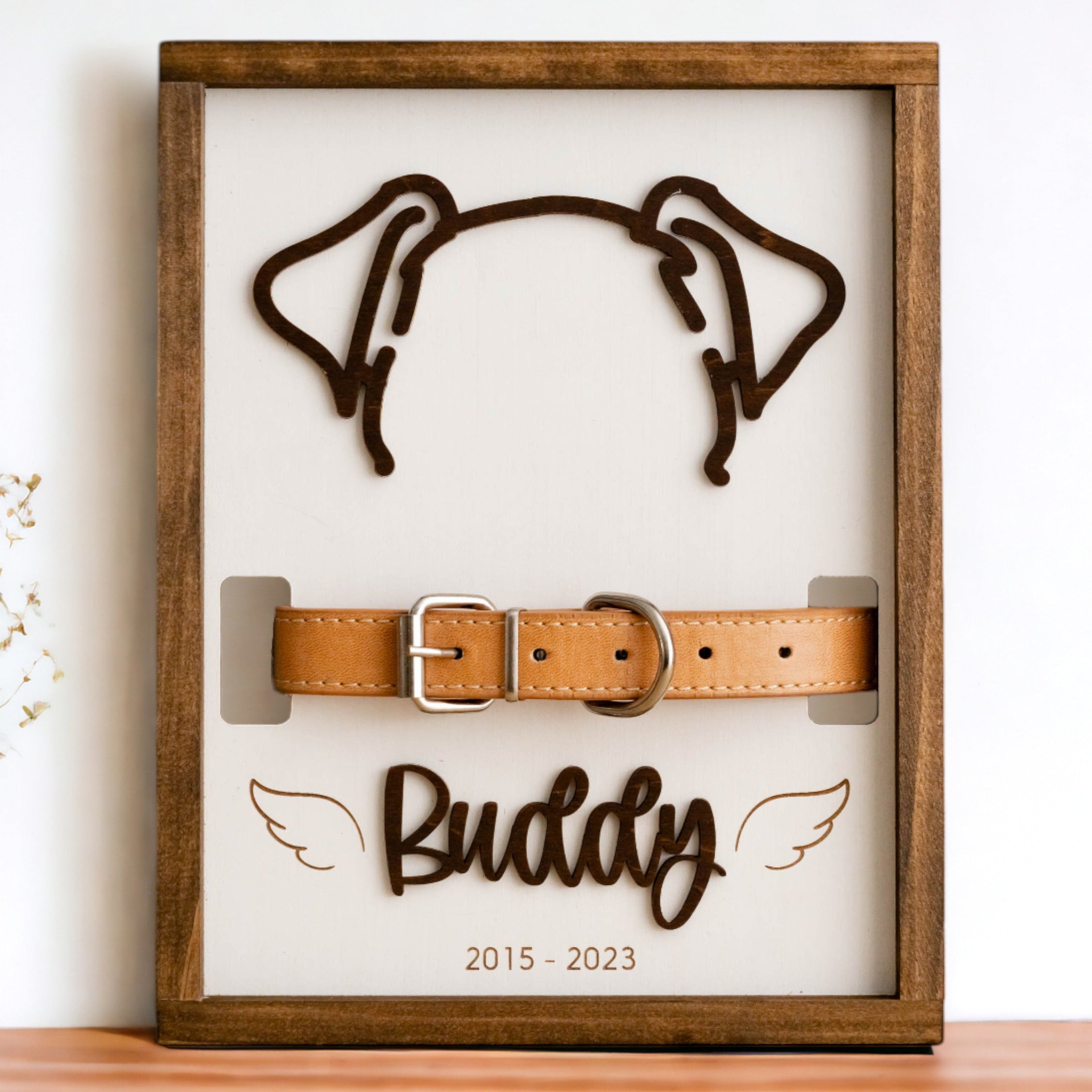 Boho and Rustic Style Dog Ear Drawing Framed Pet Memorial