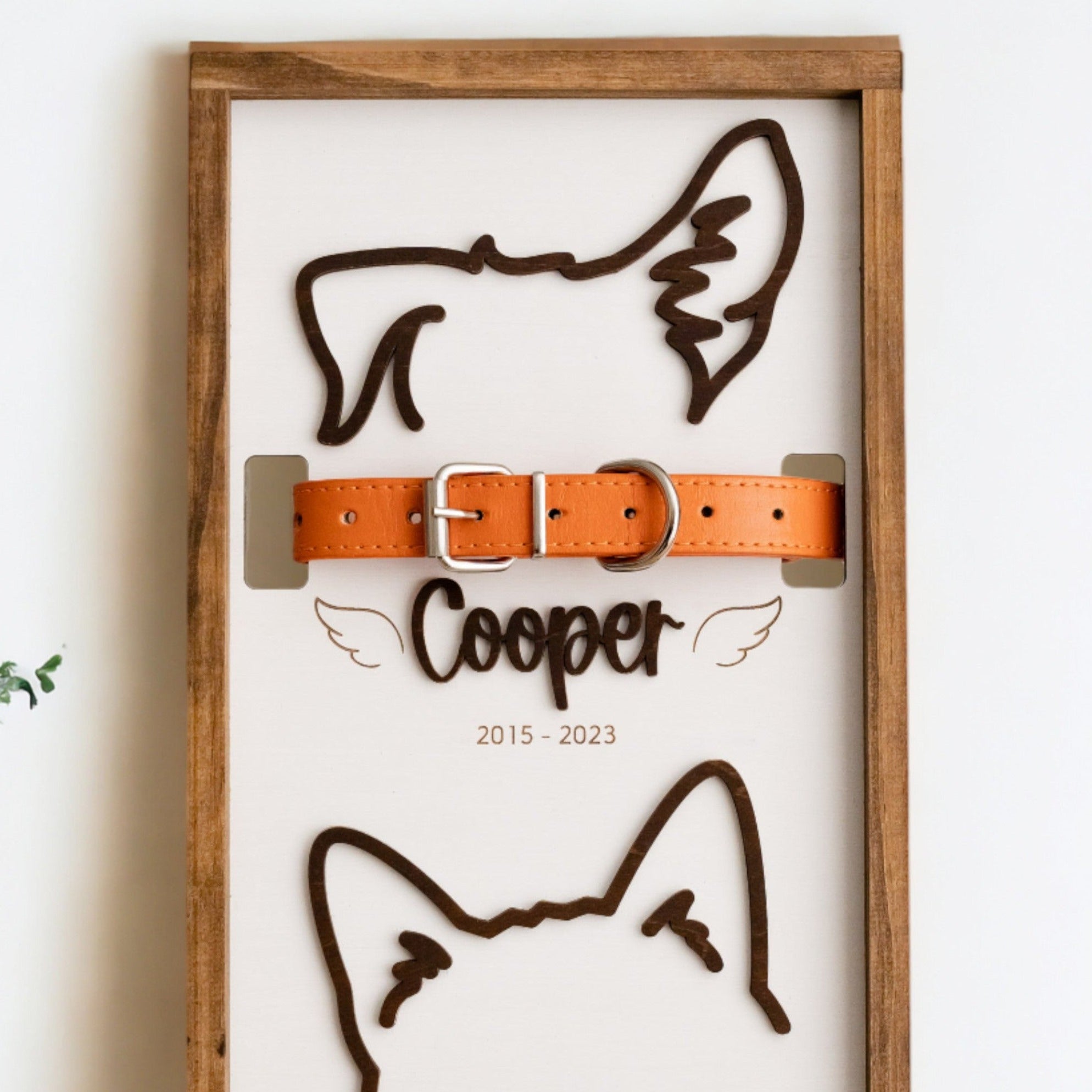 Dog Ear Drawing Framed Wood for Dog Memorial Gift and Pet Decor E88