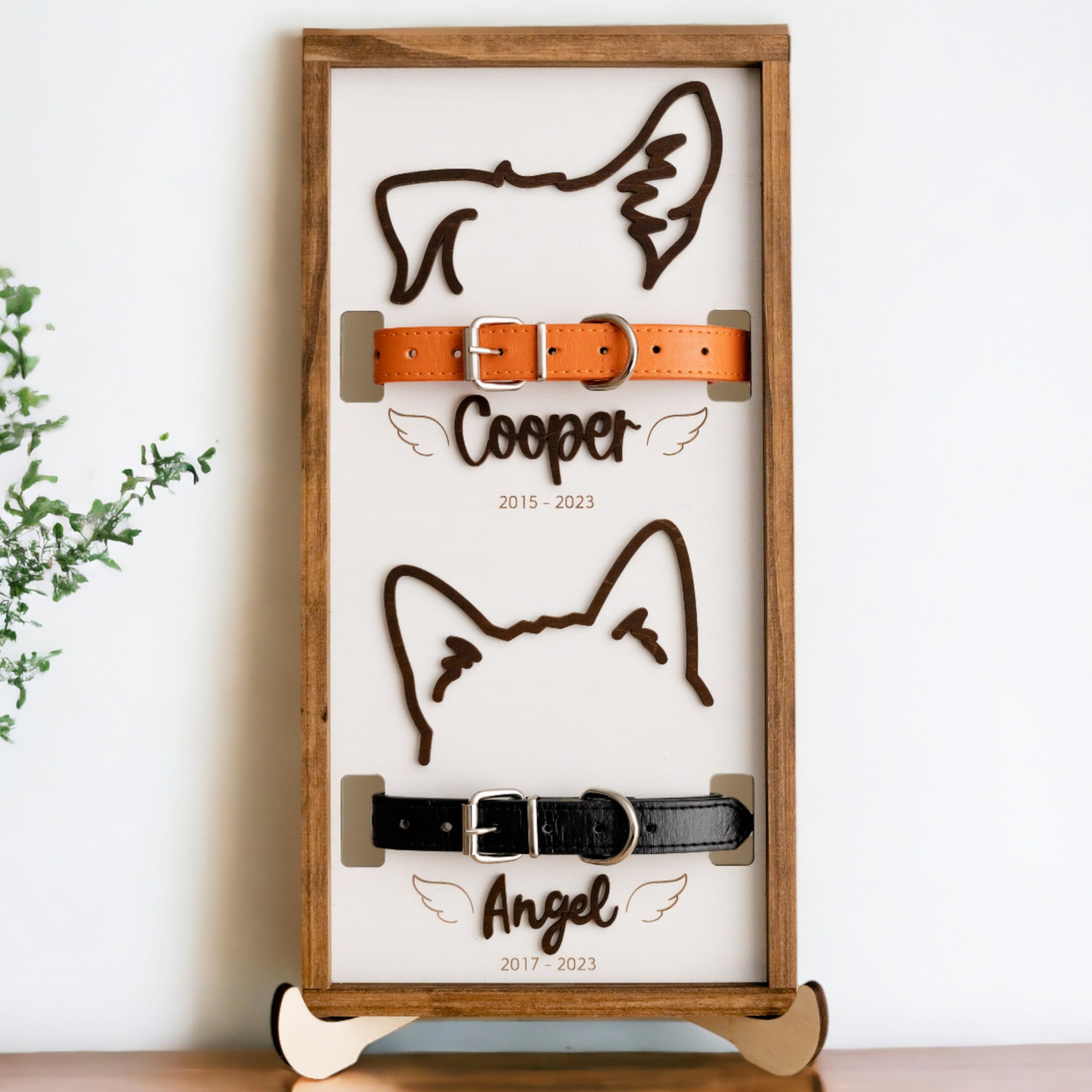 Boho Rustic Dog Ear Drawing Framed Pet Memorial Art