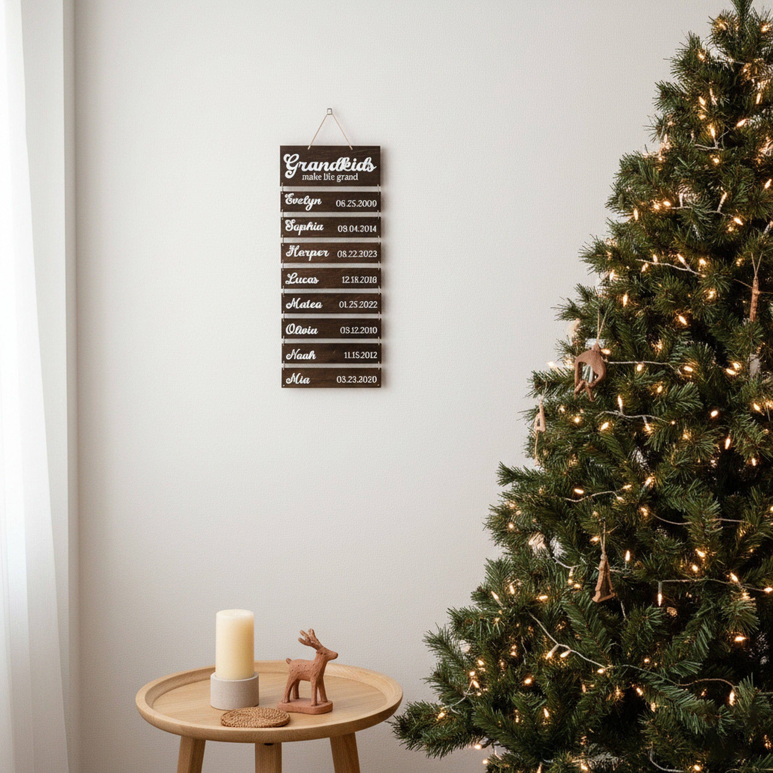 Personalized Family Name Sign Wood for Grandkids Wall Decor E98