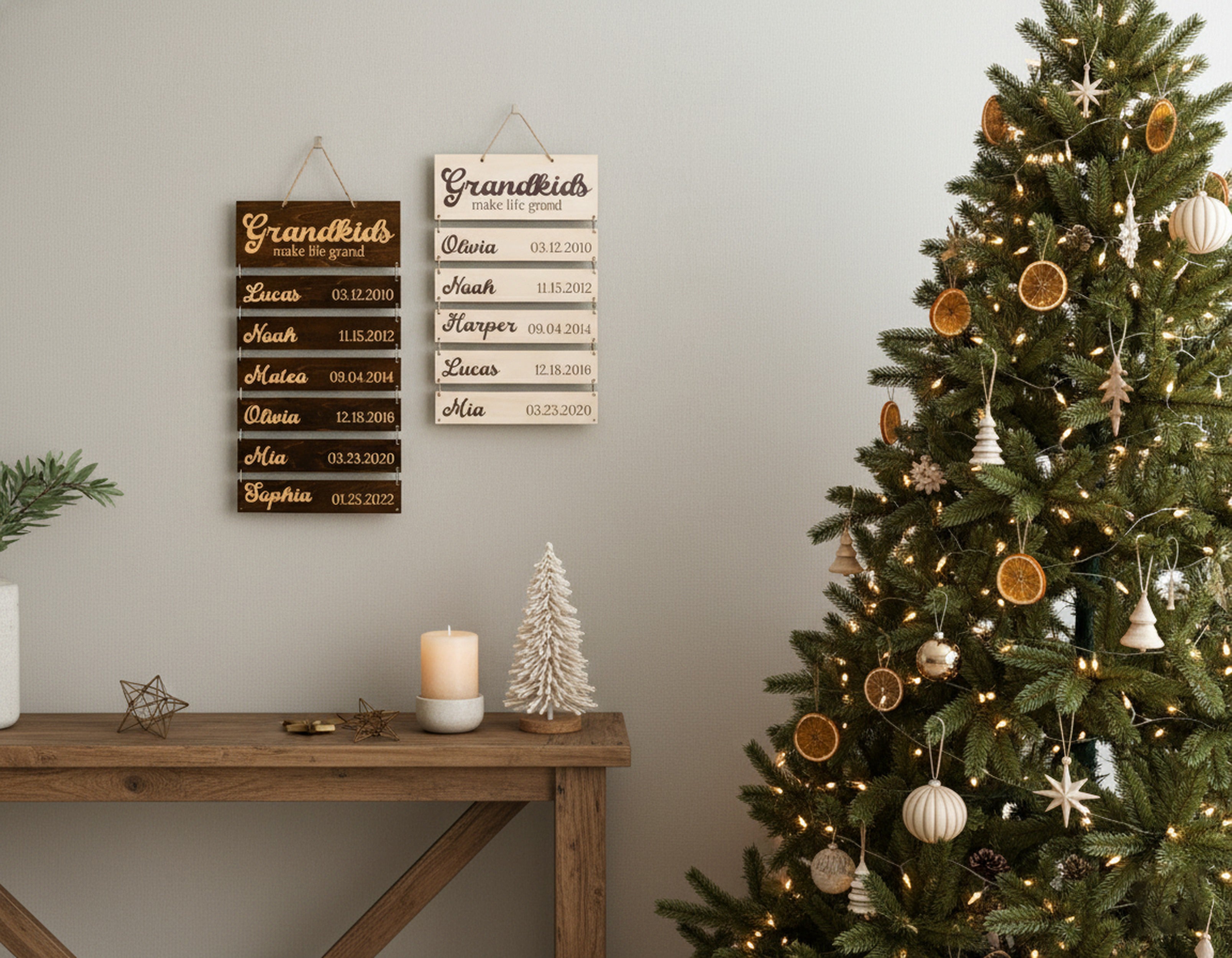 Personalized Family Name Sign Wood for Grandchildren Wall Decor E98